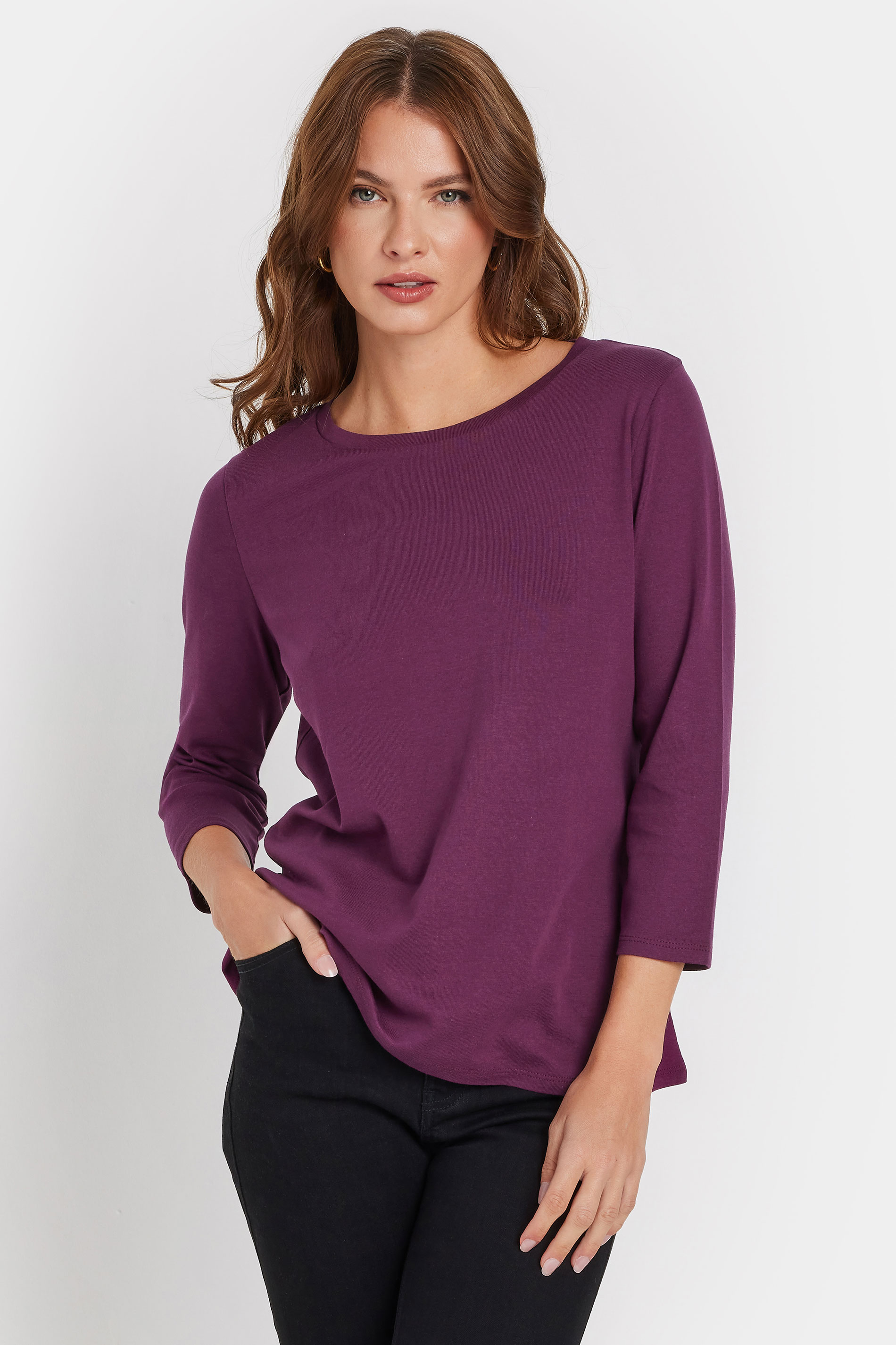 M&Co 2 PACK Berry Purple Leopard Print & Plain Cotton T-Shirts | M&Co 2