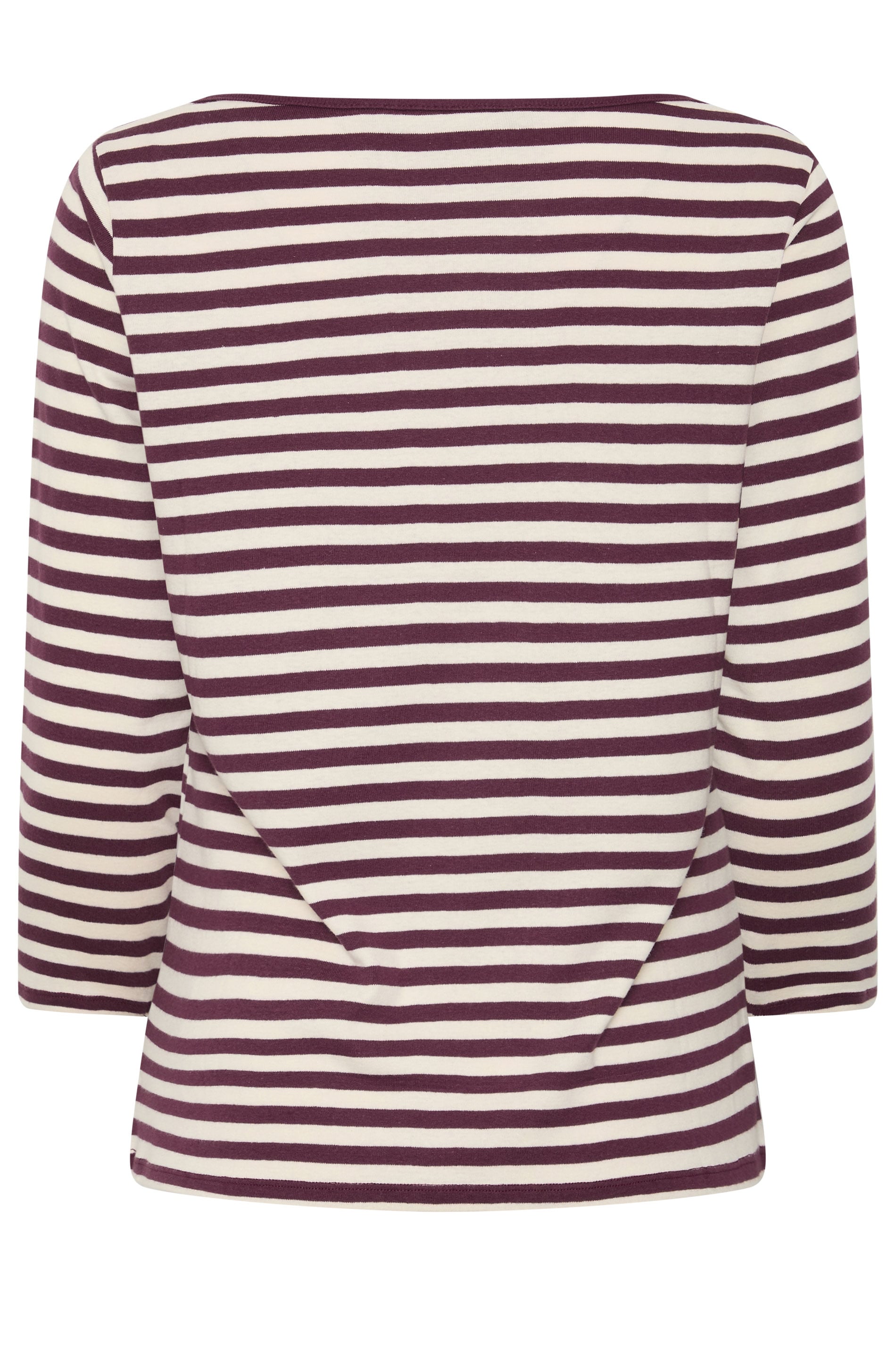 M&Co Berry Purple Stripe Slash Neck Cotton Top | M&Co 6