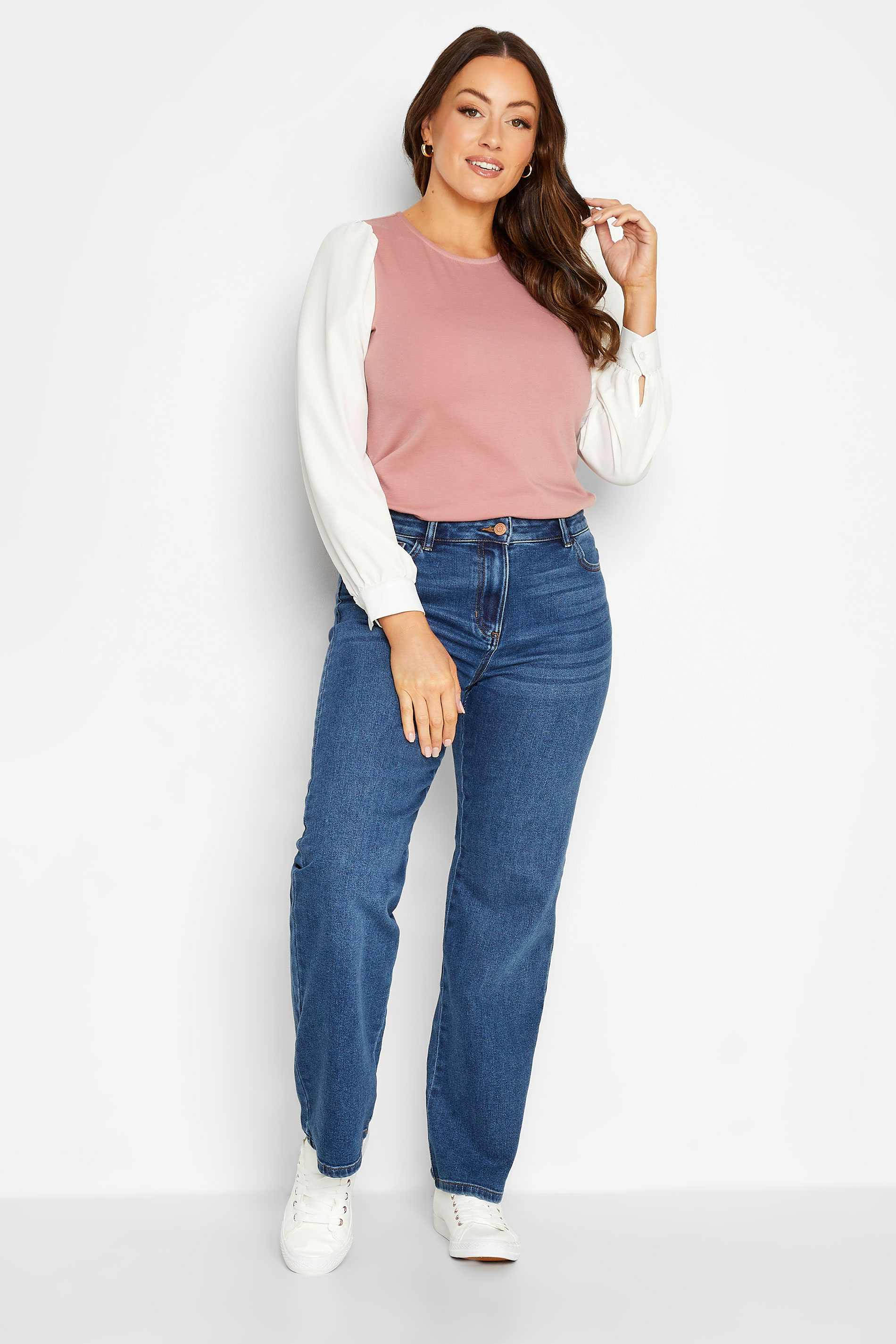 M&Co Pink Contrast Long Sleeve Top | M&Co 2