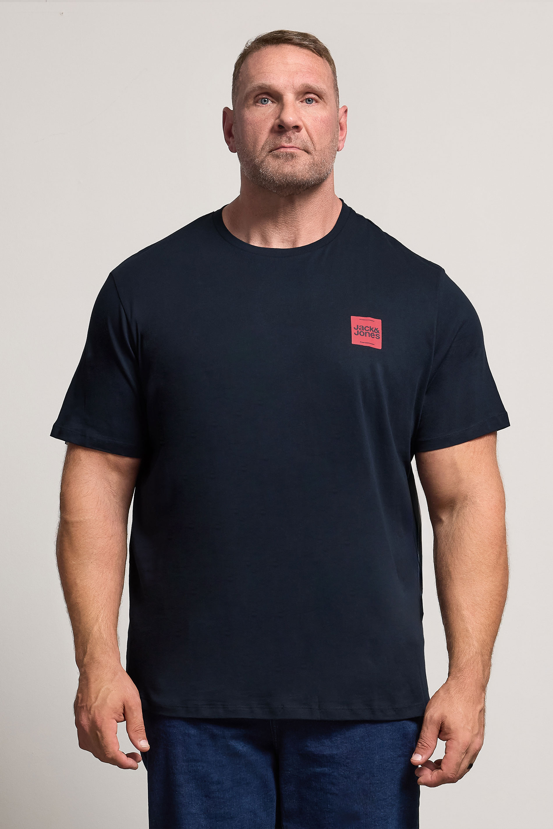 JACK & JONES Big & Tall Sky Captain Blue Logo T-Shirt | BadRhino 3