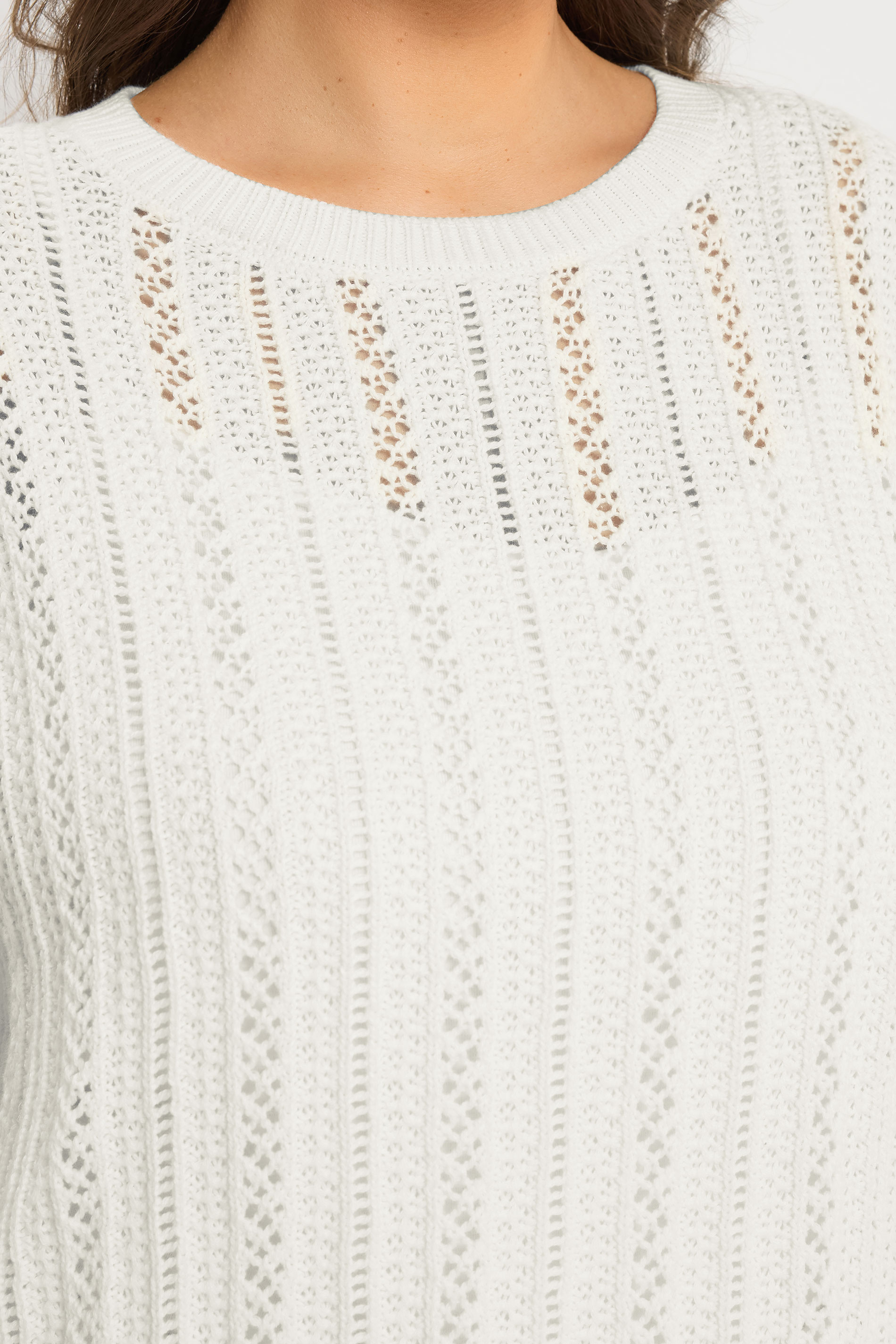 YOURS Plus Size White Boxy Knitted Top | Yours Clothing 4