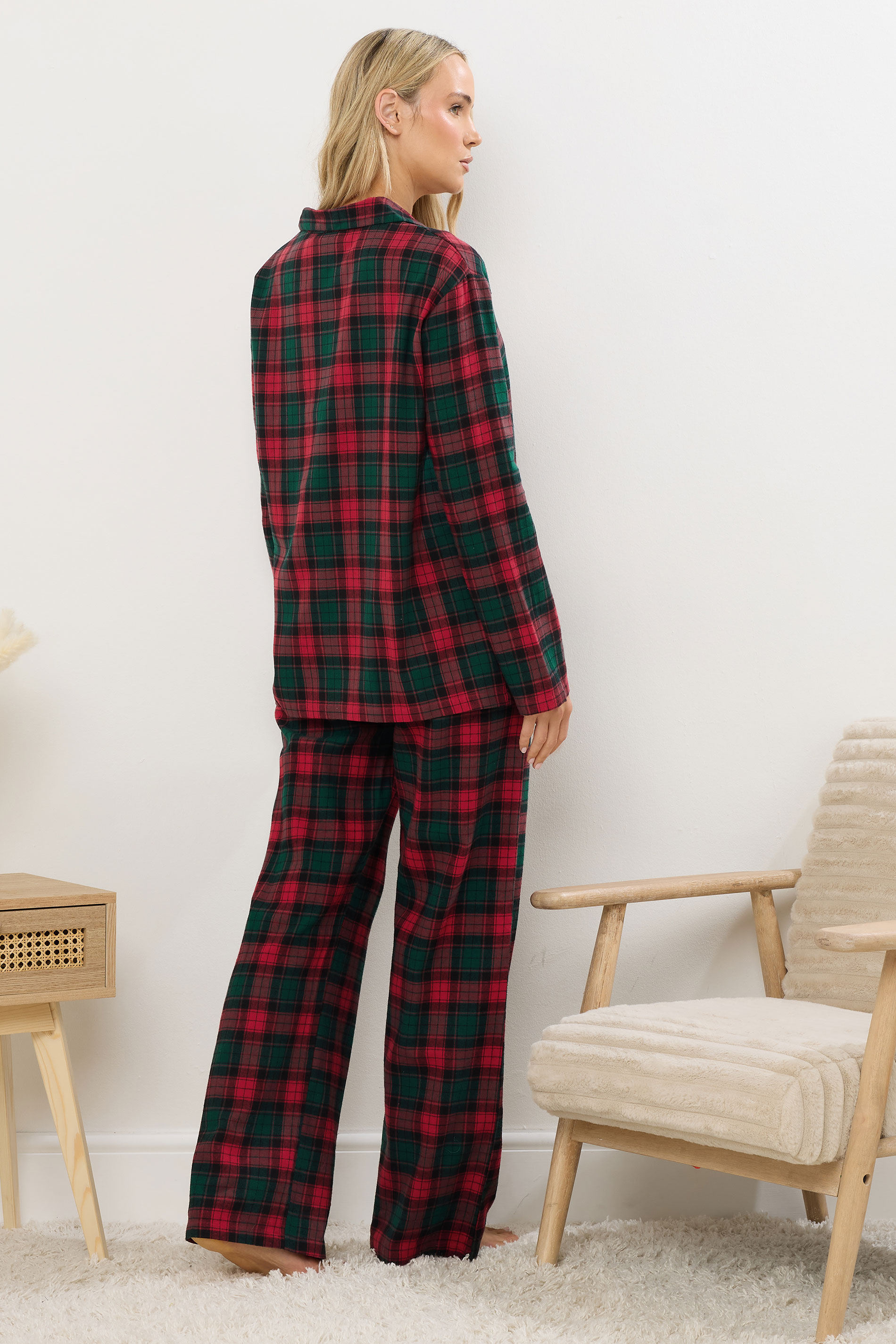 LTS Tall Red & Green Cotton Check Pyjama Set | Long Tall Sally 4
