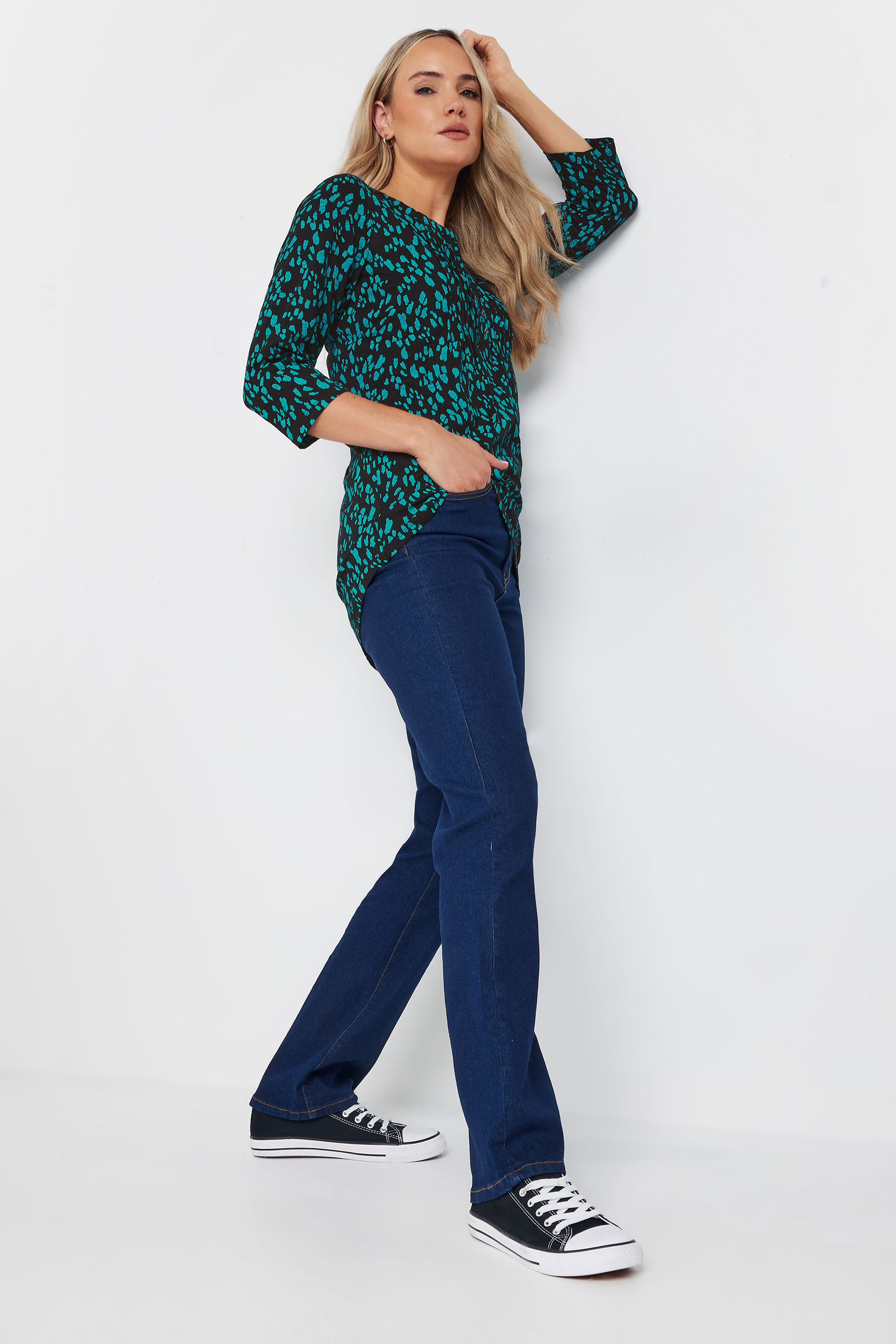 LTS Tall 2 PACK Teal Blue & Grey Cotton Henley Tops | Long Tall Sally 5