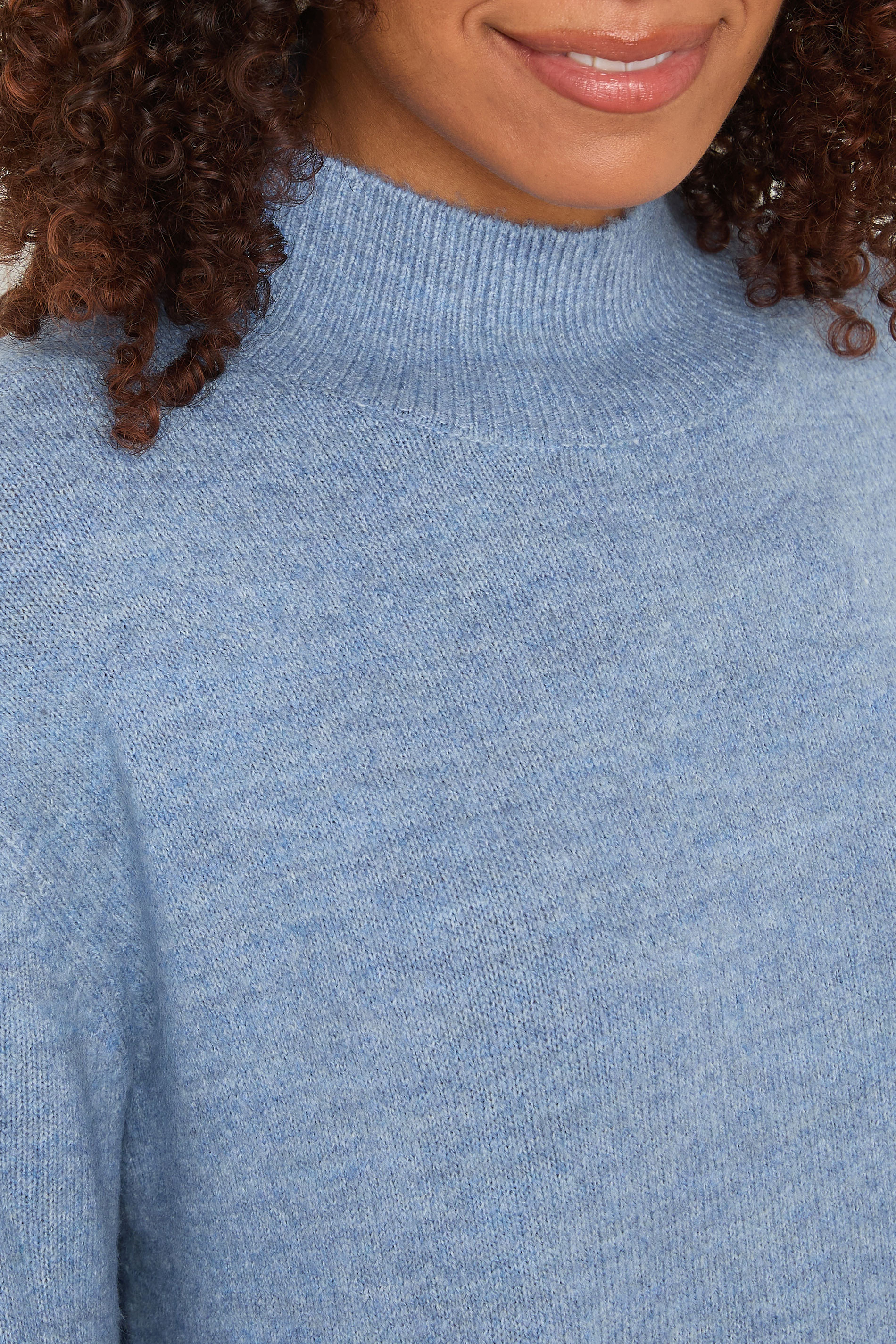 M&Co Blue Funnel Neck Balloon Sleeve Jumper | M&Co 5