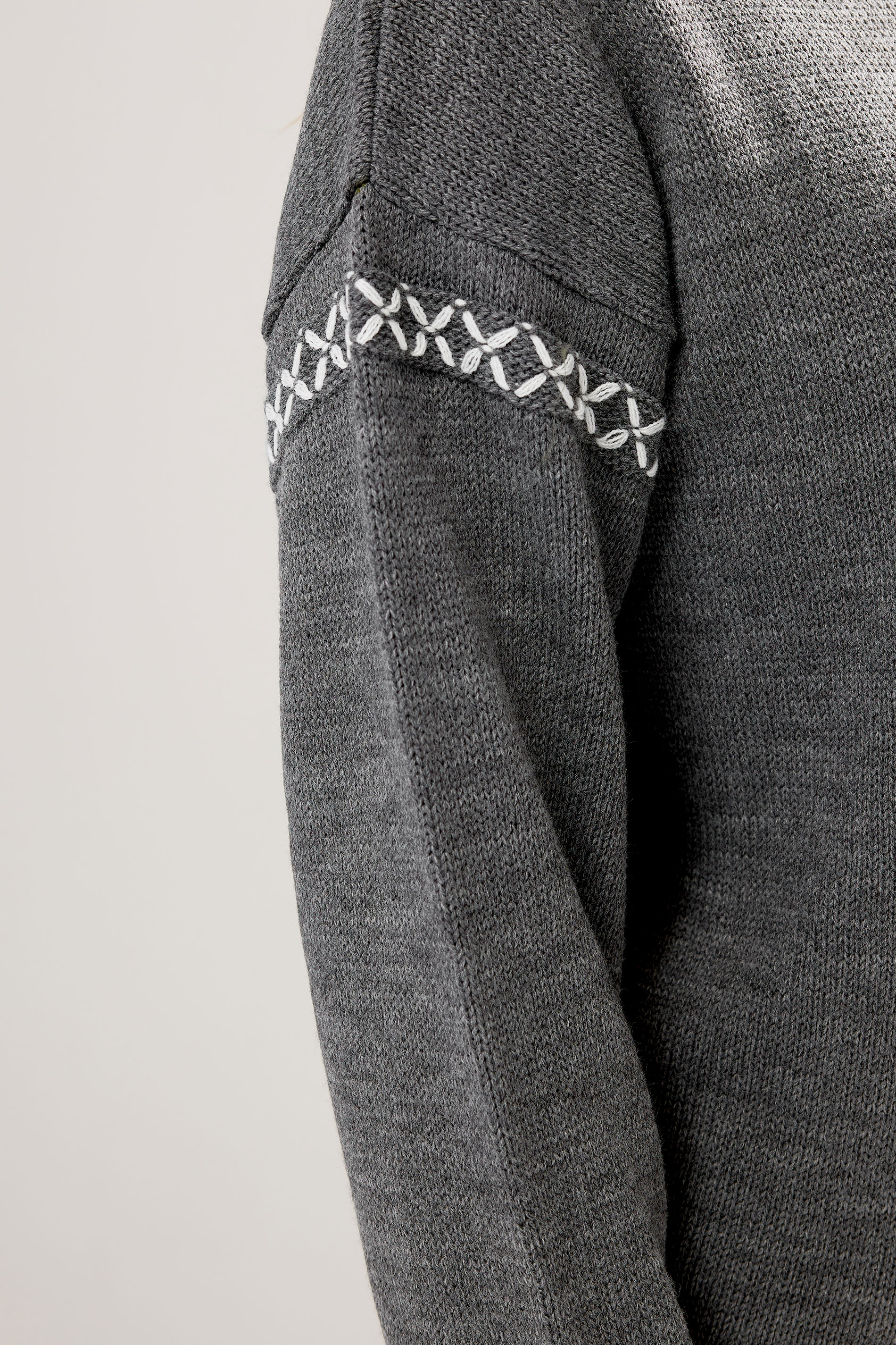 LTS Tall Grey Cross Stitch Knitted Jumper | Long Tall Sally 4