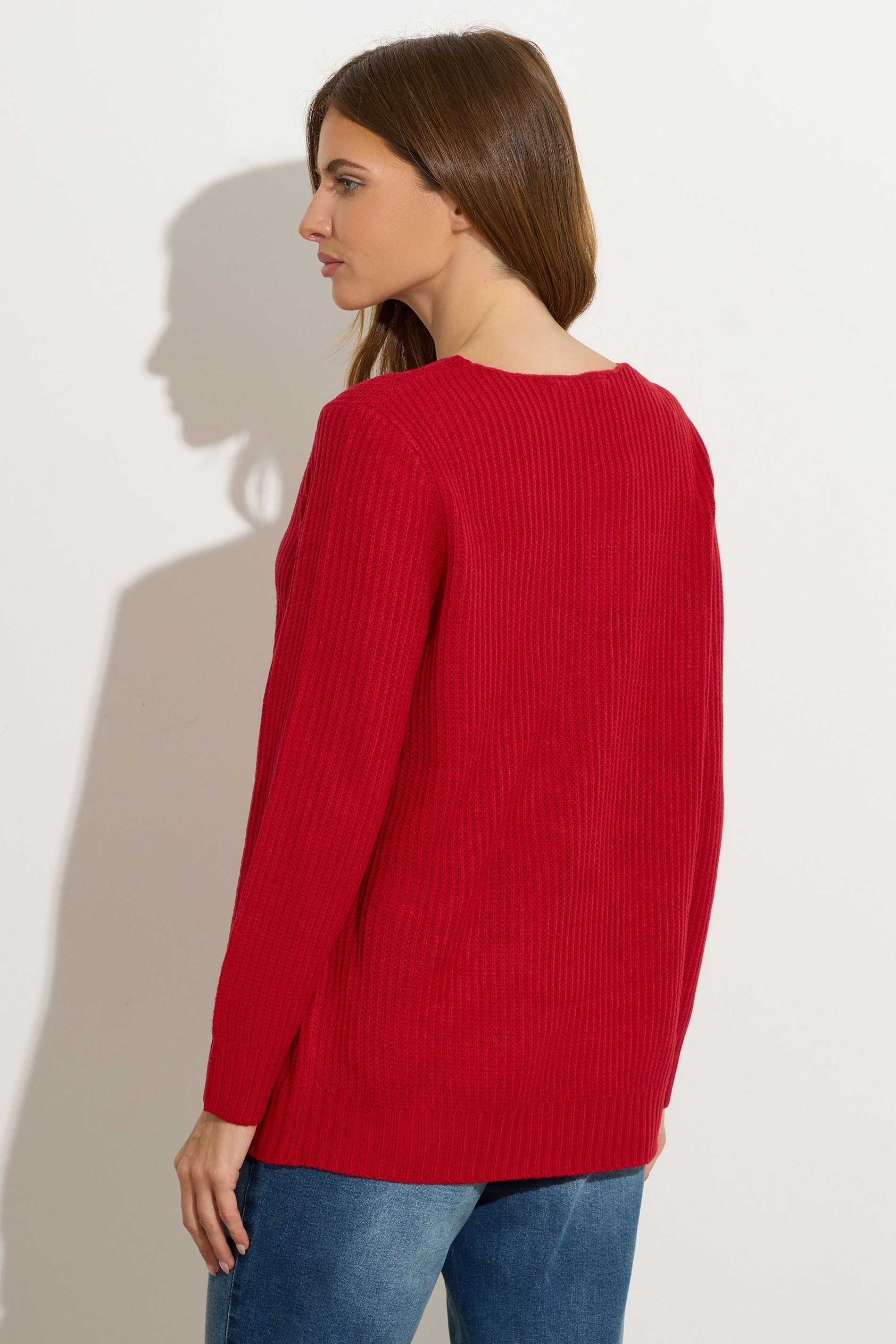 M&Co Red V-Neck Long Sleeve Knitted Jumper | M&Co 4