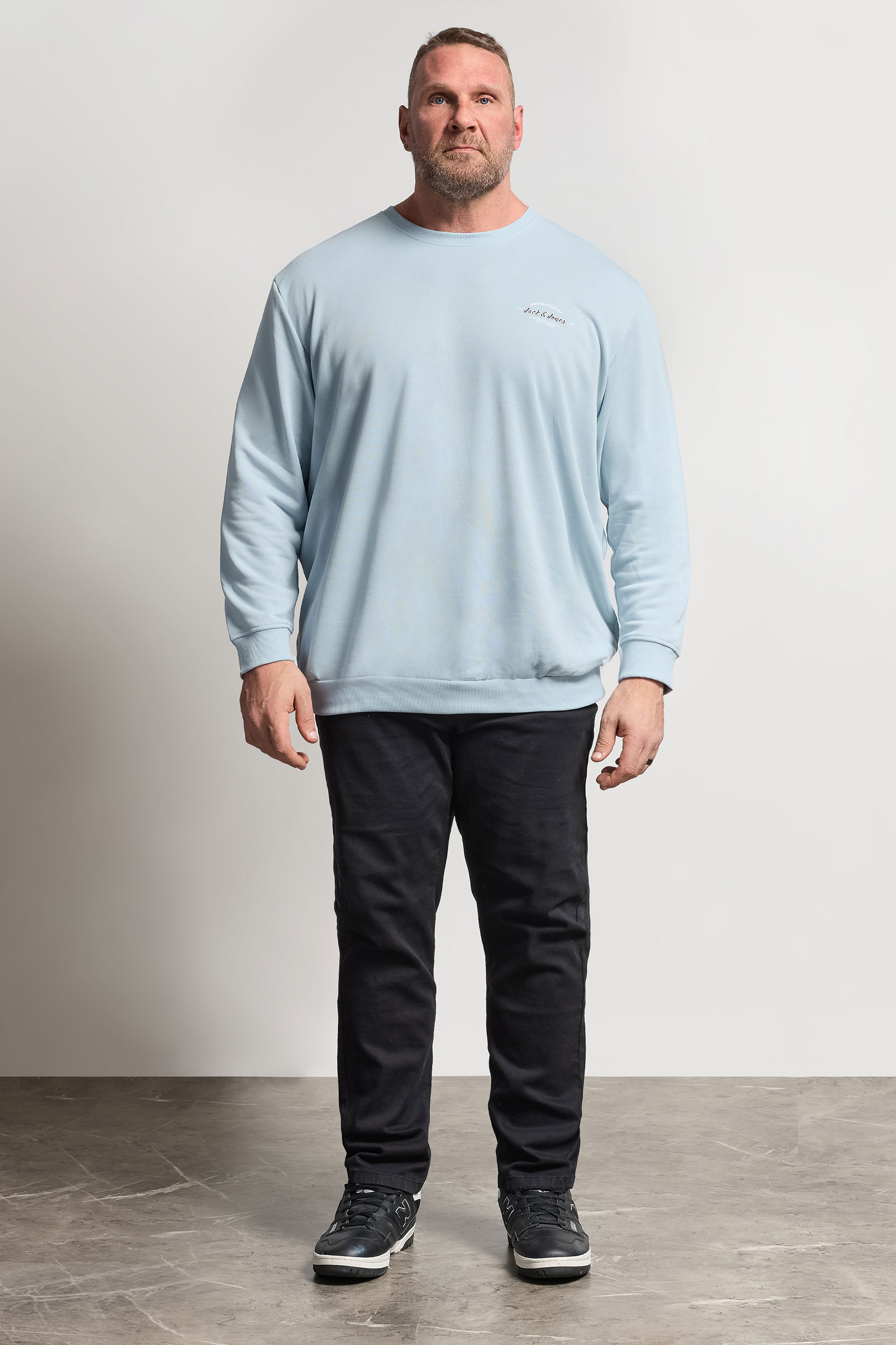 JACK & JONES Big & Tall Celestial Blue Logo Sweatshirt | BadRhino 1