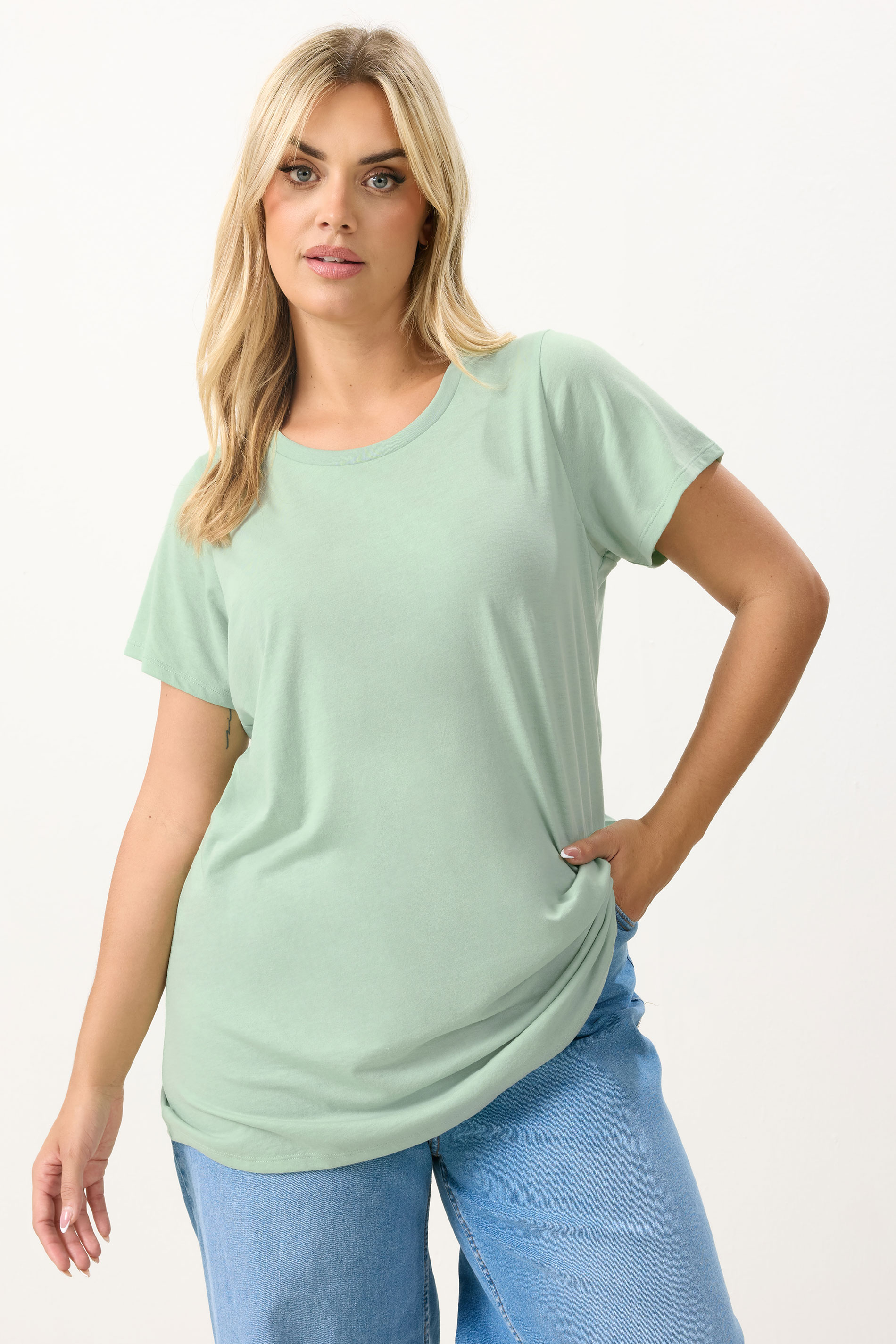 YOURS Plus Size Mint Green Core T-Shirt | Yours Clothing 3