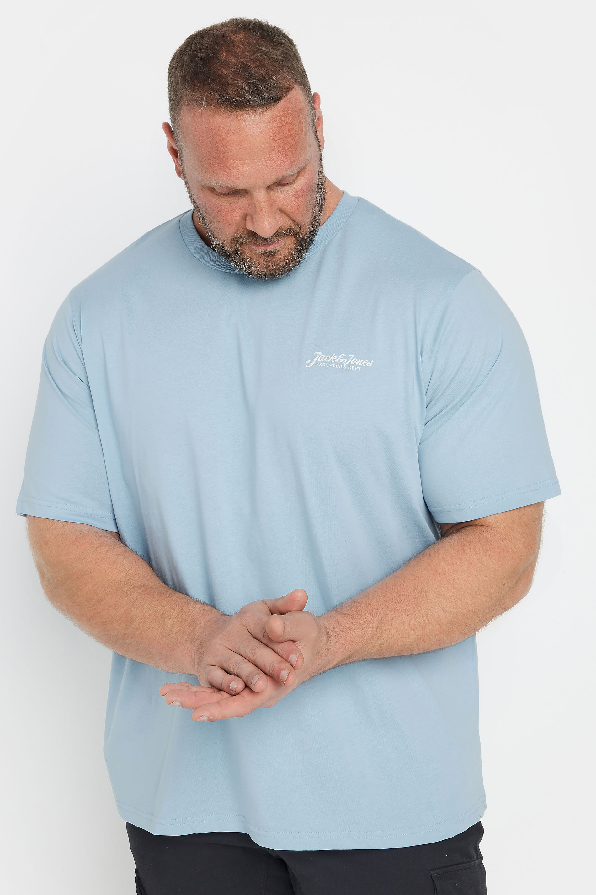 JACK & JONES Big & Tall Light blue & Black Core T-Shirts | BadRhino 2