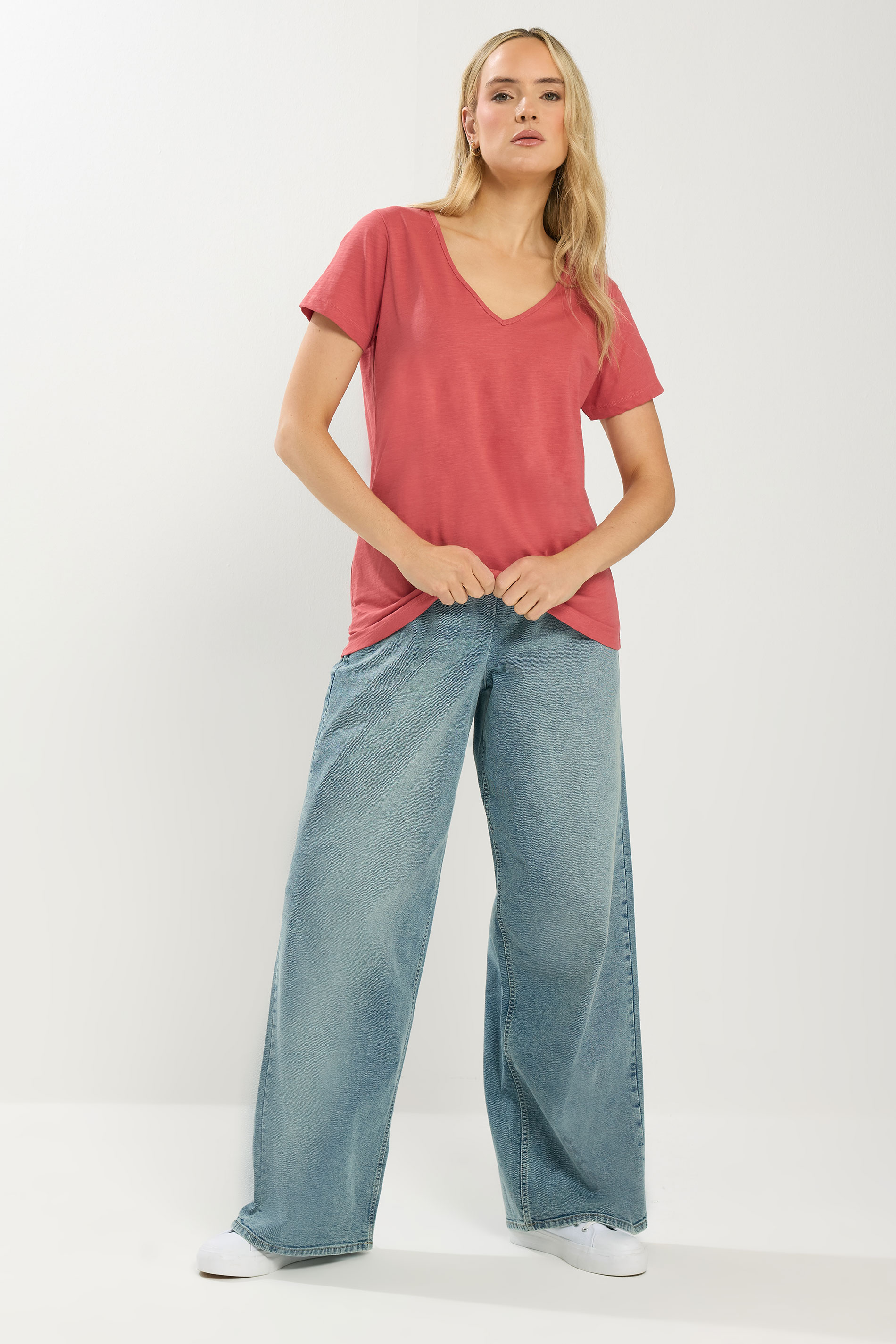 LTS Tall 2 PACK Coral Orange & Khaki Green Stripe Cotton T-Shirts | Long Tall Sally 4