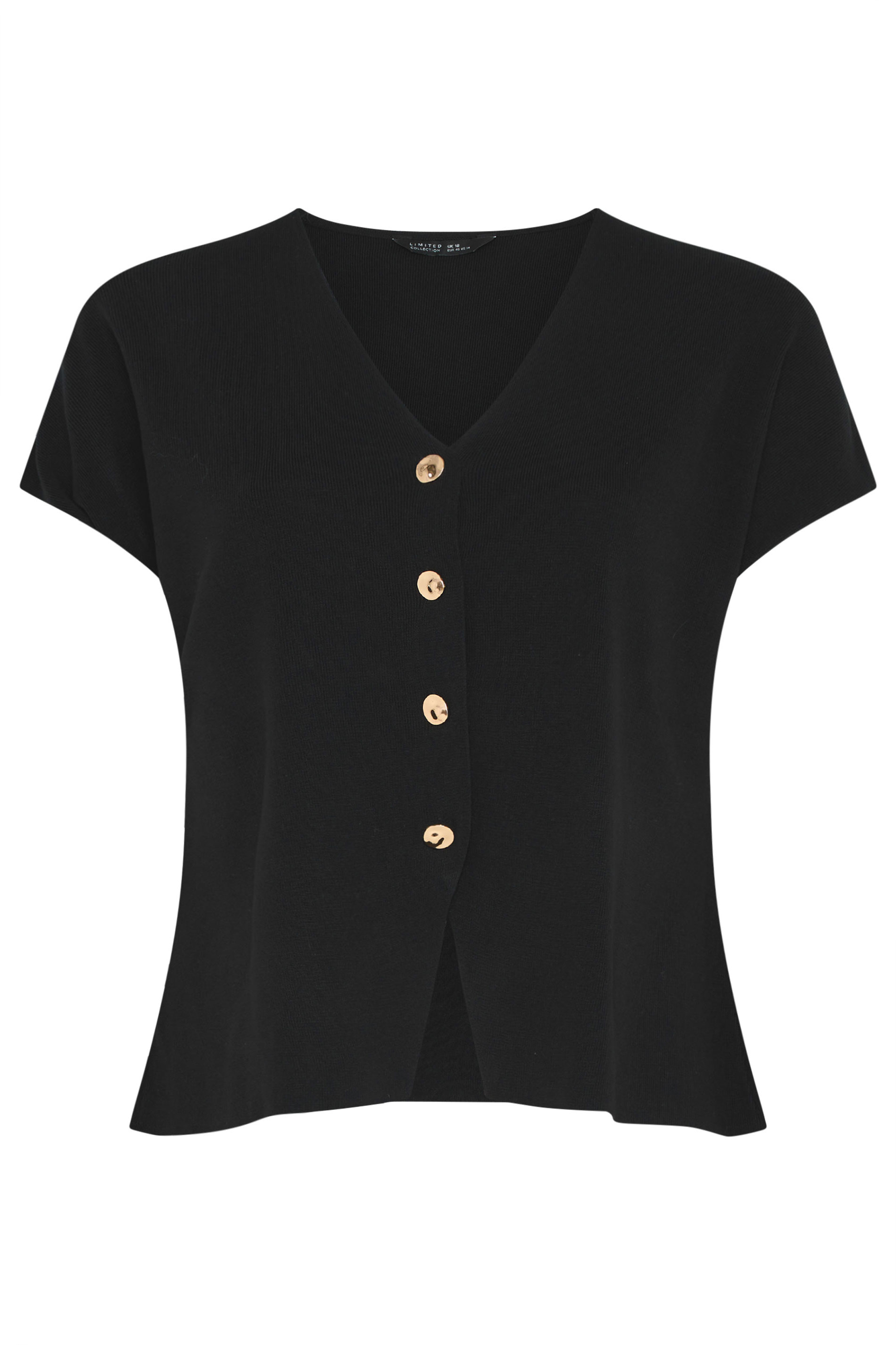 LIMITED COLLECTION Plus Size Black Short Sleeve Knitted Top | Yours Clothing 5