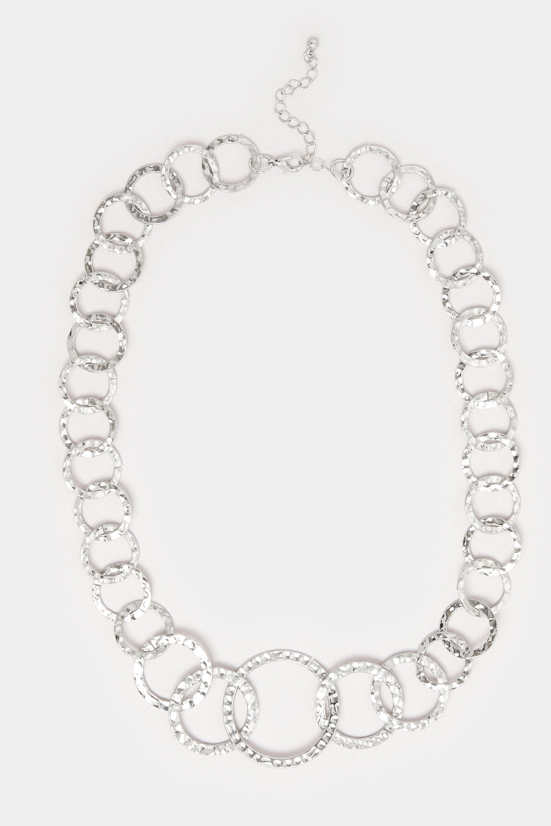 Silver Tone Hammered Ring Statement Necklace | Yours Clothing  3