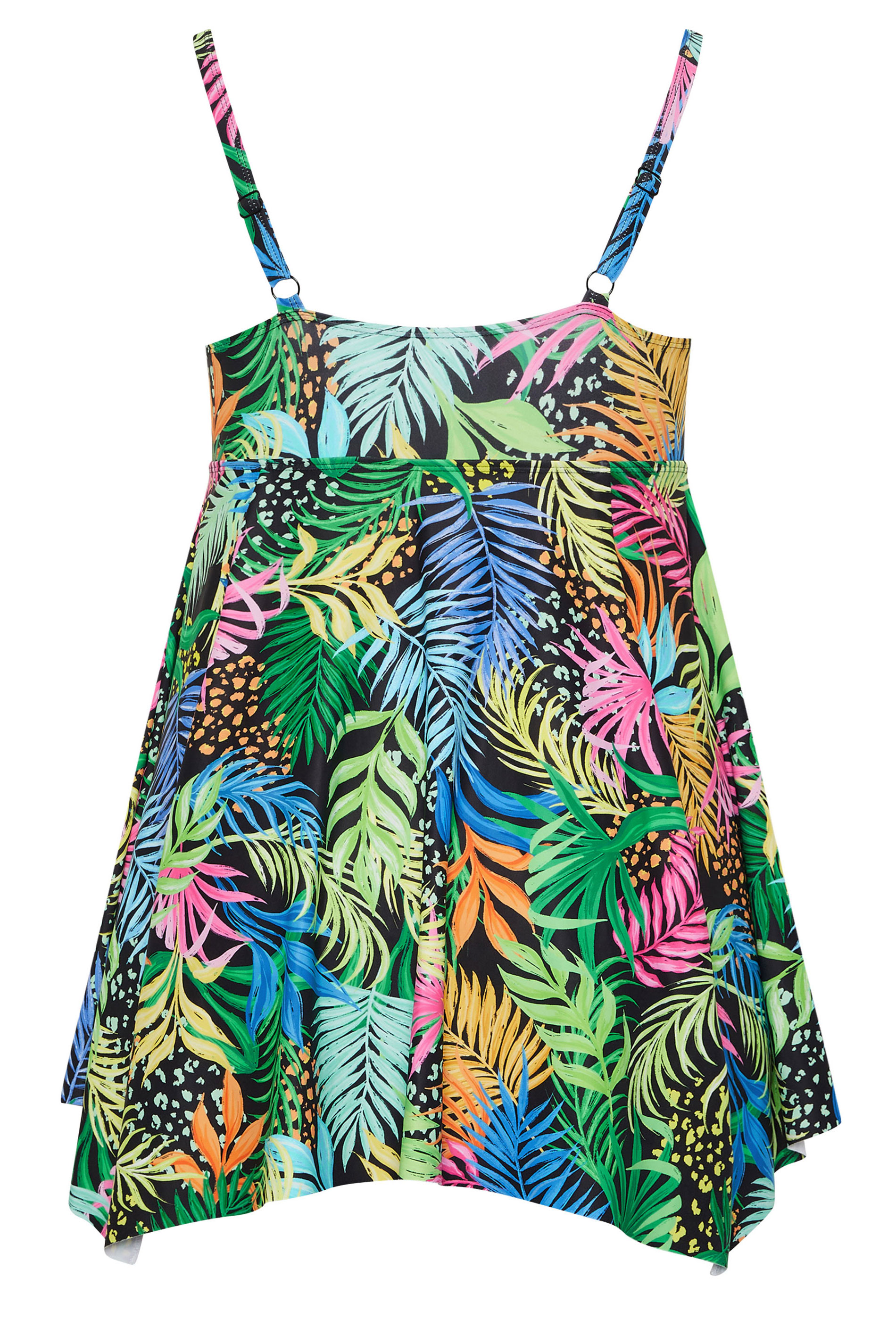 YOURS Plus Size Black Tropical Print Hanky Hemline Swimdress | Yours Clothing 6