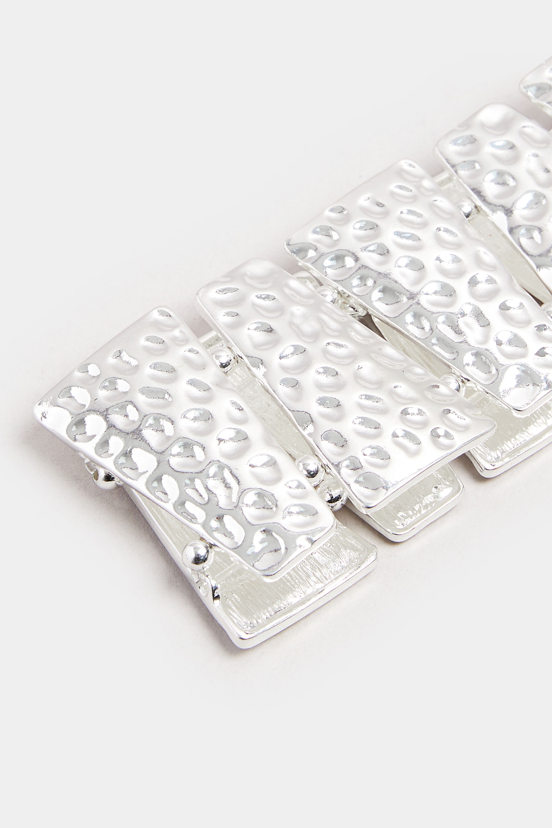 Silver Tone Textured Stretch Bracelet | Yours Clothing 2