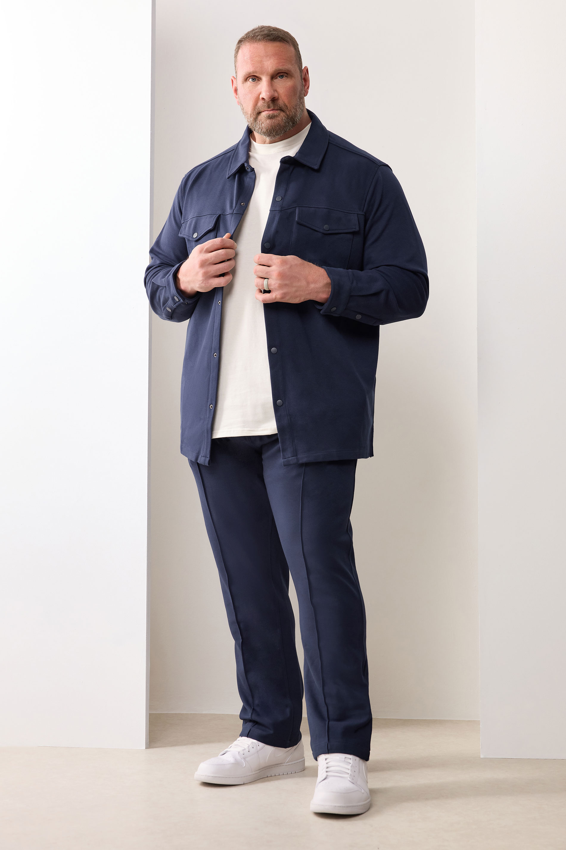BadRhino Big & Tall Navy Blue Textured Jersey Joggers | BadRhino 2