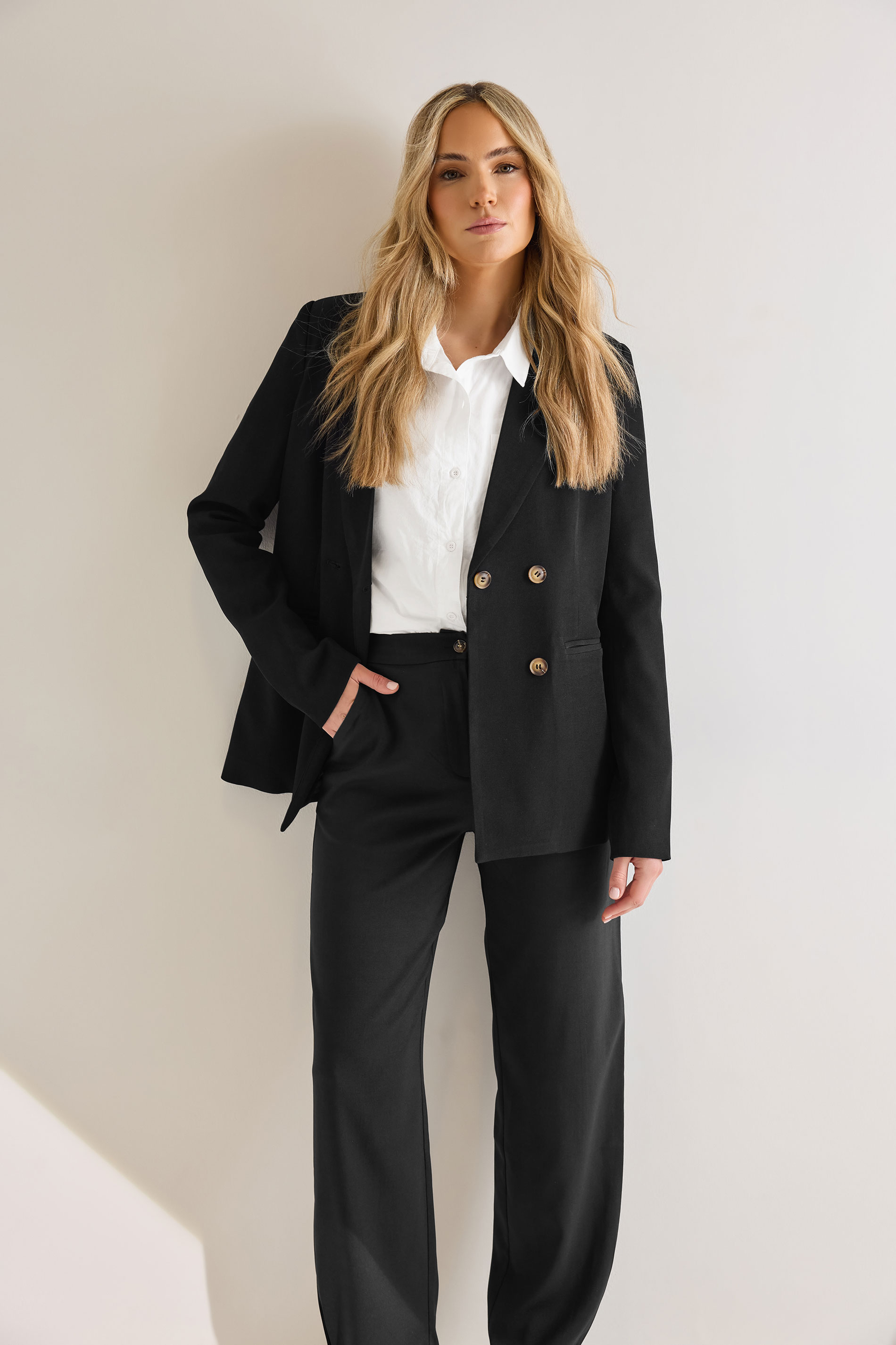 LTS Tall Black Double Breasted Blazer Jacket | Long Tall Sally 3