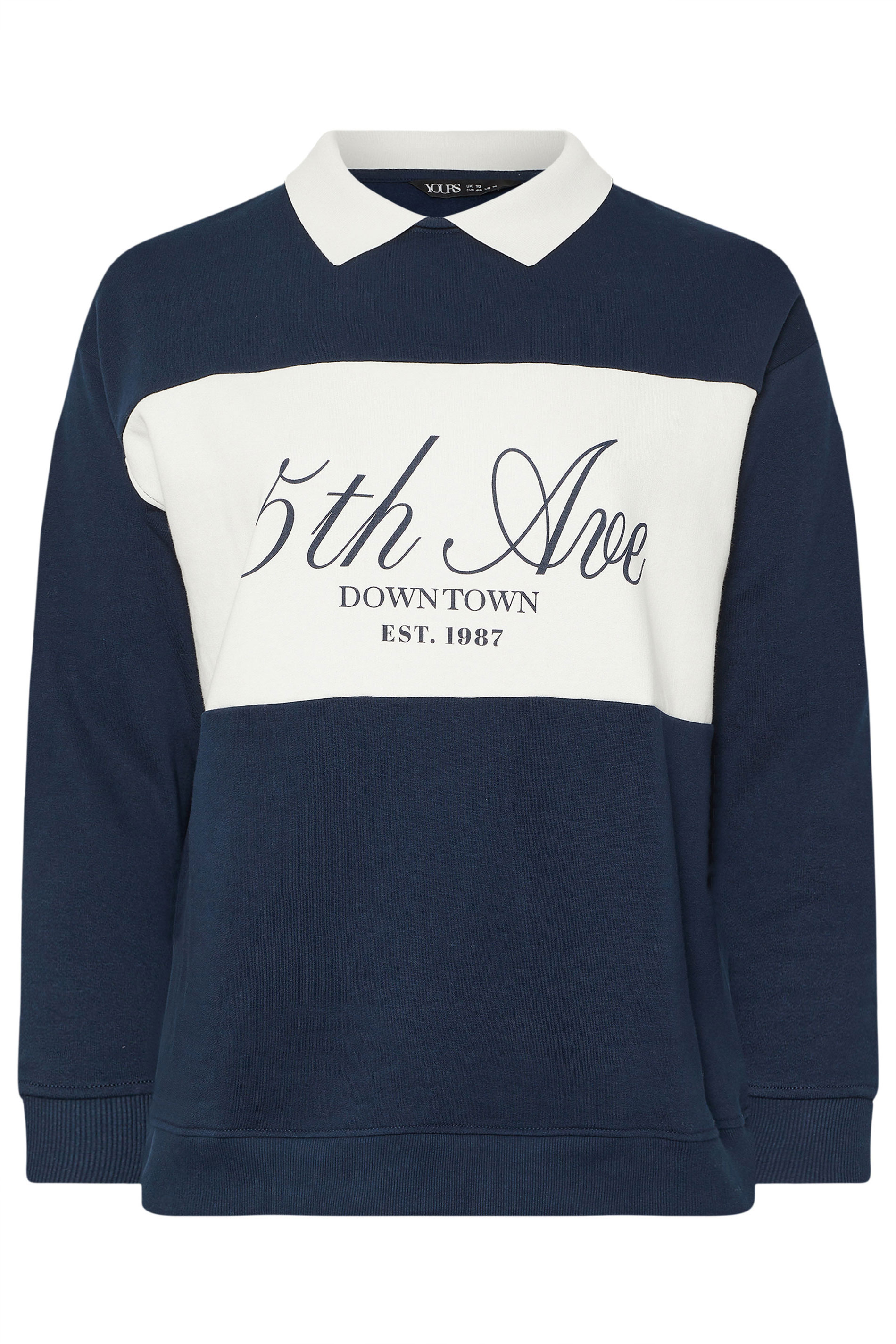 YOURS Plus Size Navy Blue '5th Avenue' Rugby Top | Yours Clothing 6
