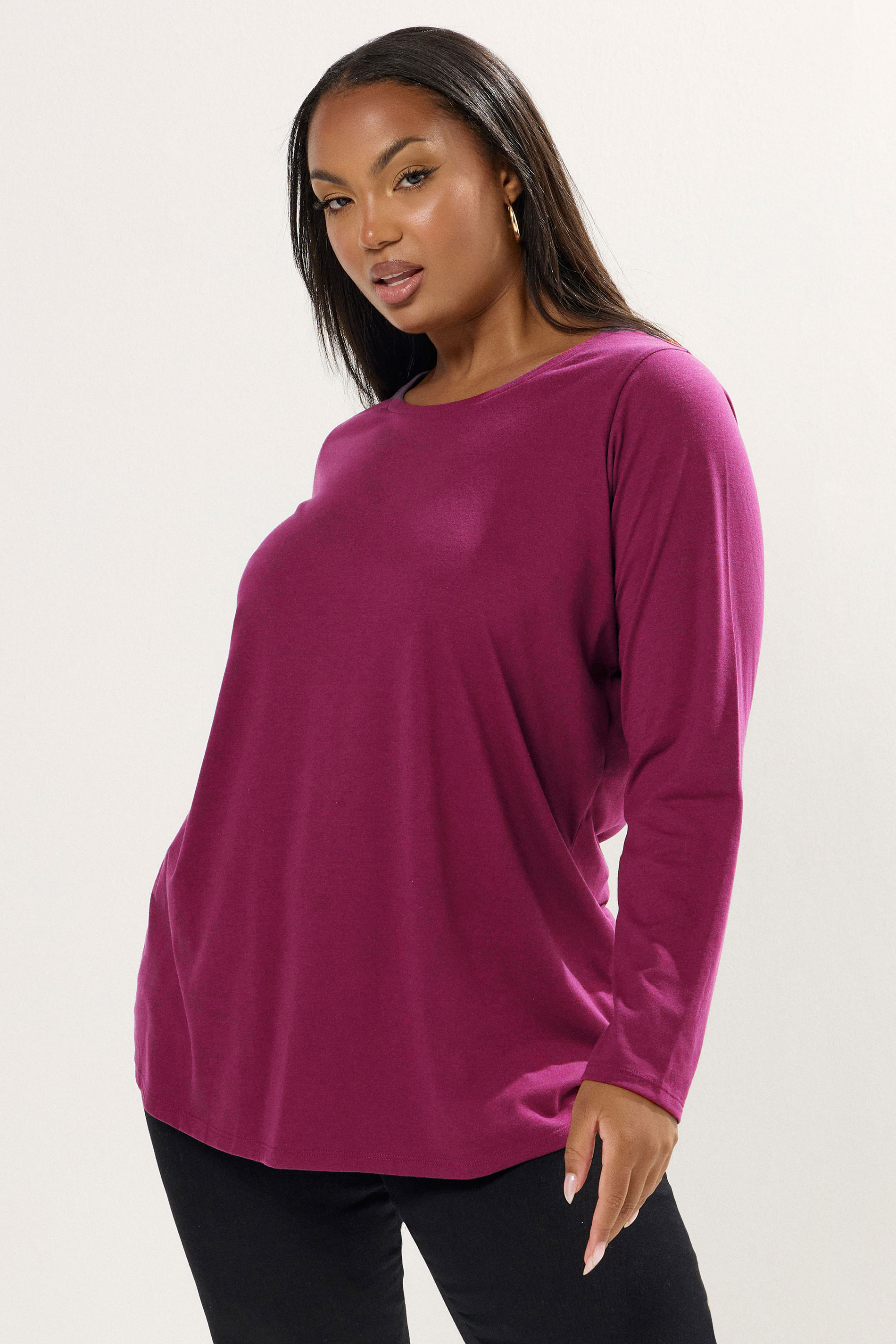 YOURS Plus Size 3 PACK Dark Pink Core T-Shirt Essentials Set | Yours Clothing 5