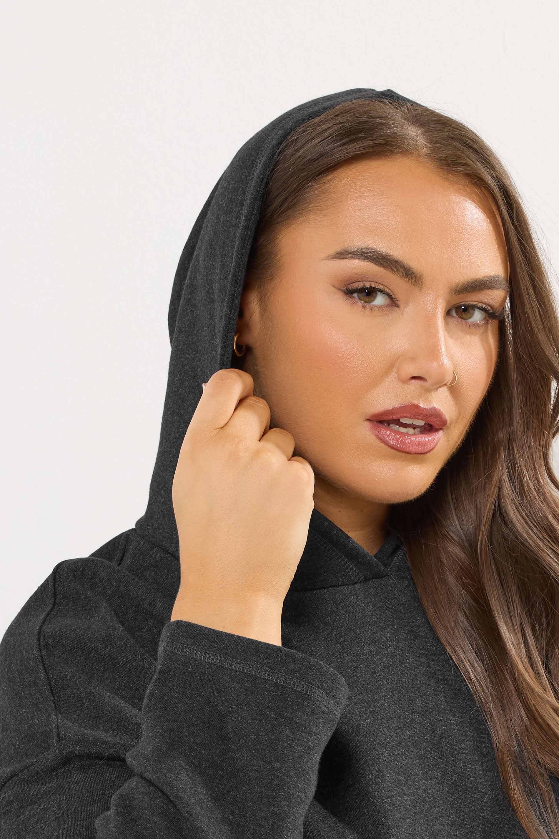 YOURS Plus Size Grey Seam Detail Hoodie | Yours Clothing 4