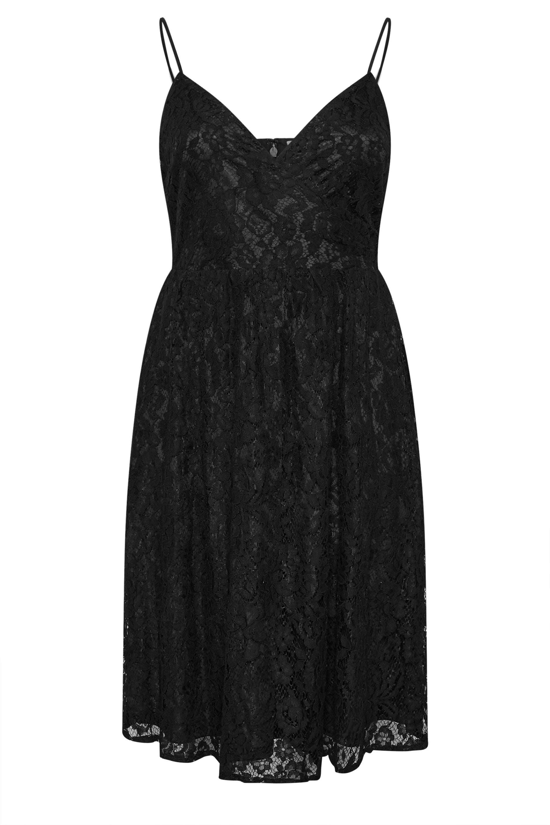 YOURS LONDON Plus Size Black Lace Skater Dress | Yours Clothing  5