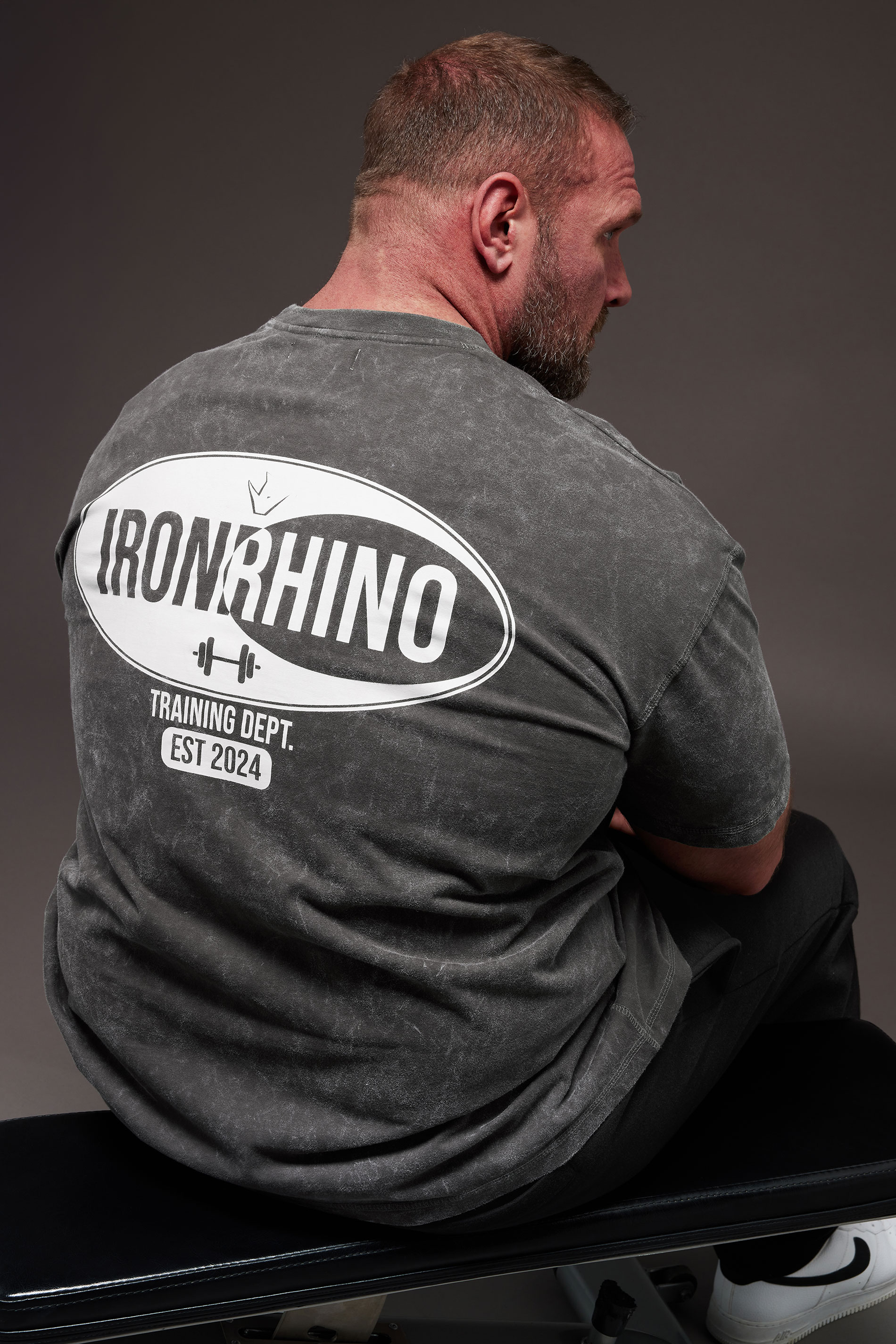 IronRhino Big & Tall Grey 'Training Dept' Acid Wash T-Shirt | BadRhino 3
