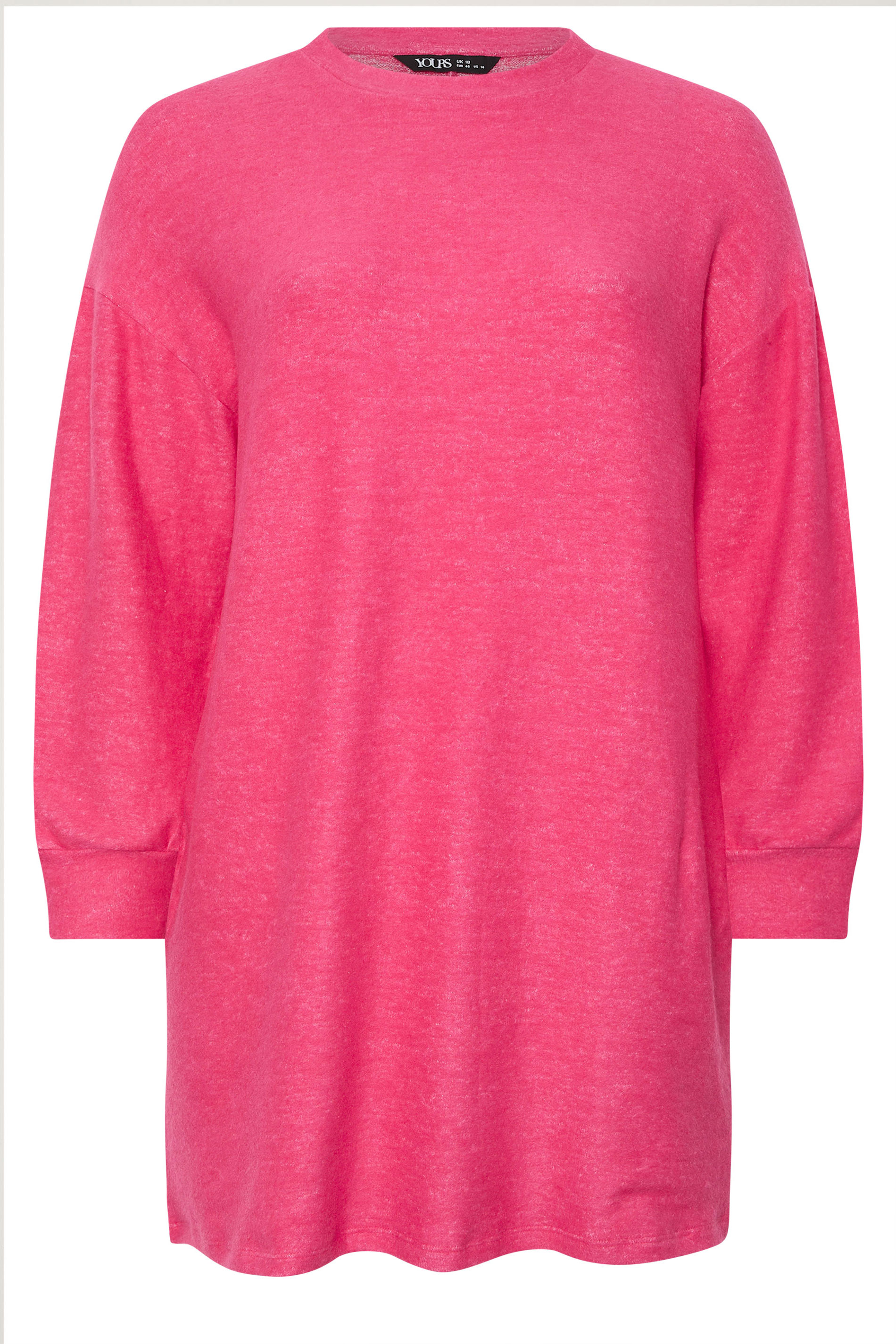 YOURS Plus Size Hot Pink Soft Touch Jumper Dress | Yours Clothing 5