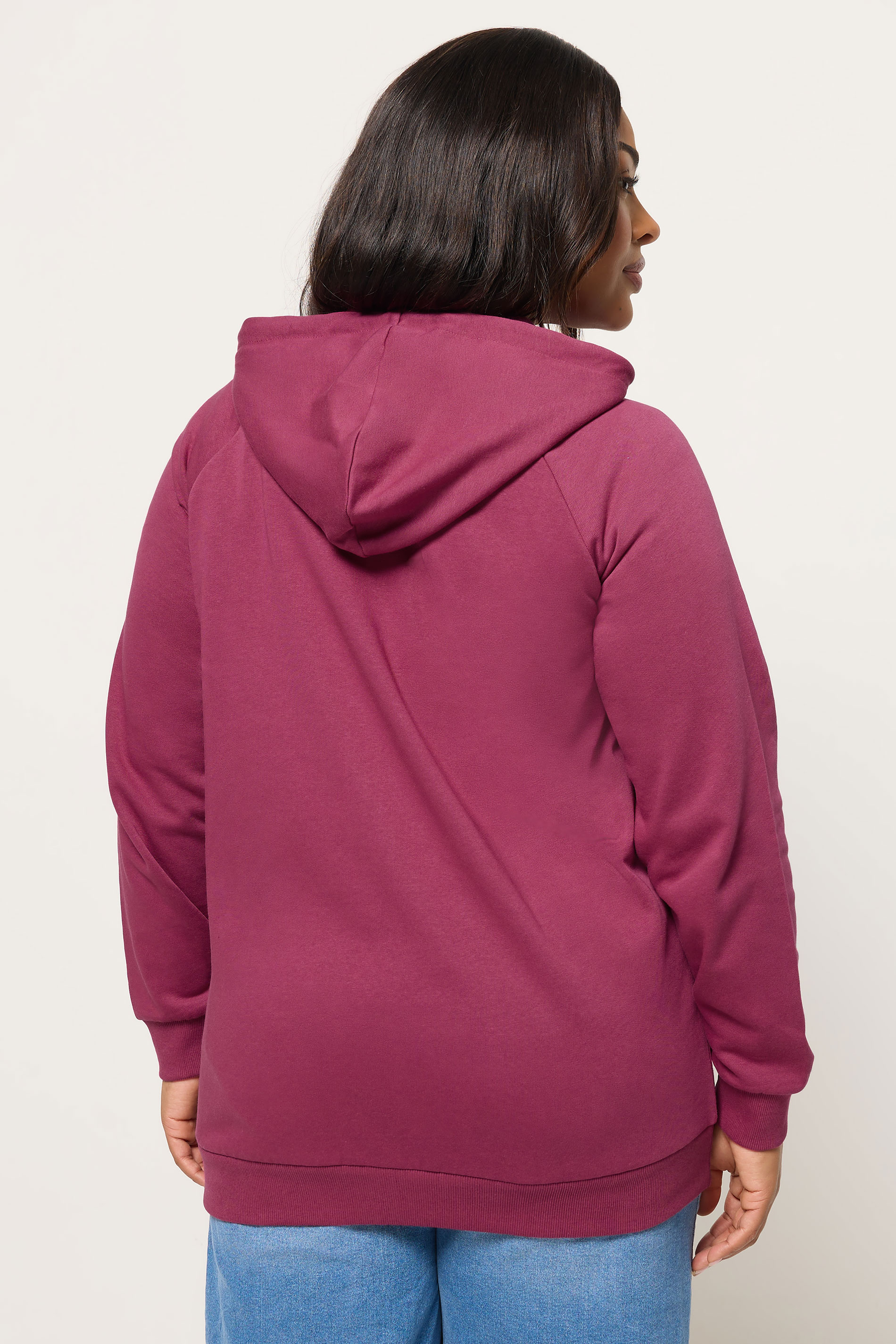 YOURS Plus Size Burgundy Red Zip Through Hoodie | Yours Clothing 2