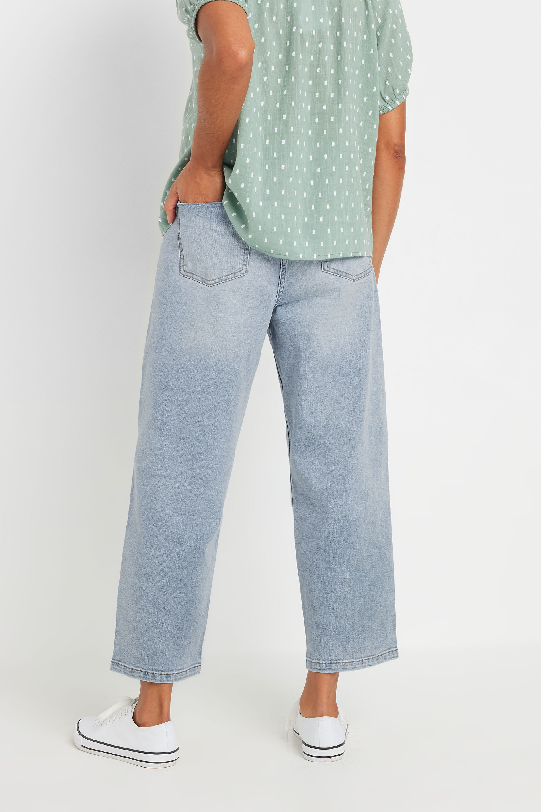 M&Co Blue Light Wash Barrel Jeans | M&Co 4