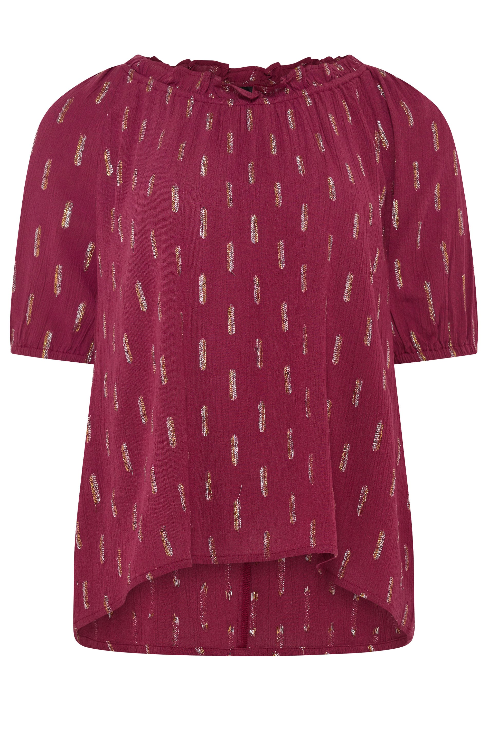 M&Co Berry Red Foil Detail Blouse | M&Co 7