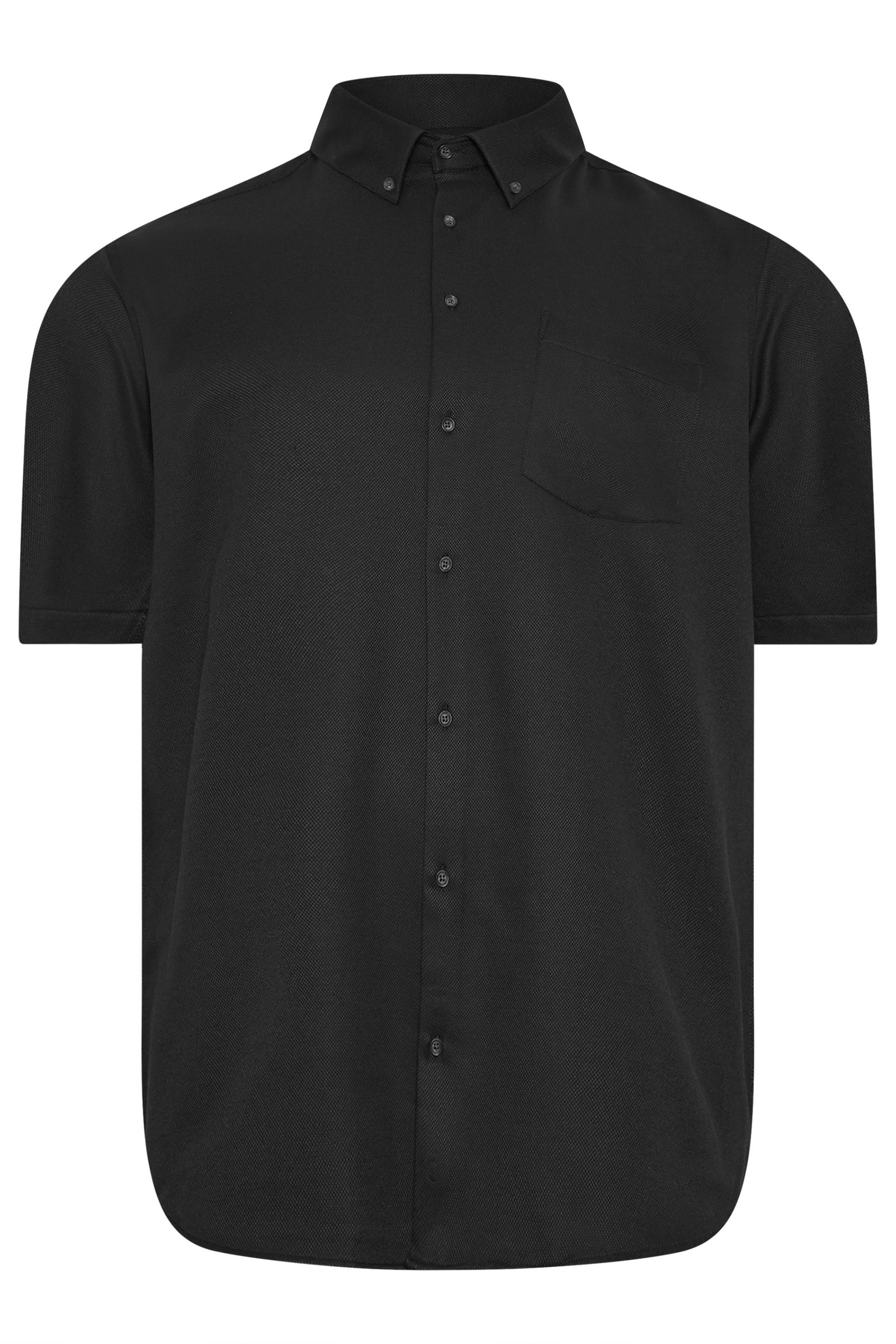 KAM Big & Tall Black Dobby Textured Shirt | BadRhino 4