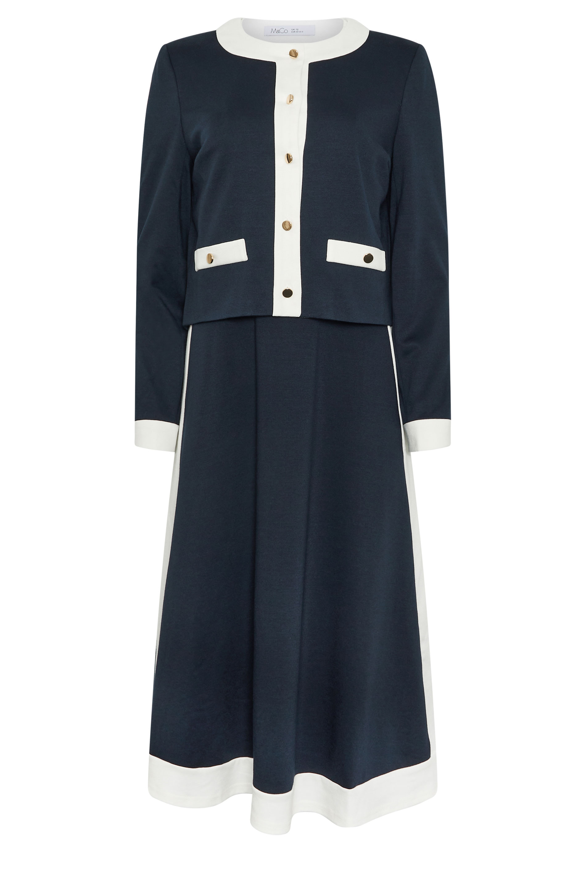 M&Co Navy Blue Colourblock Dress And Jacket Set | M&Co 6