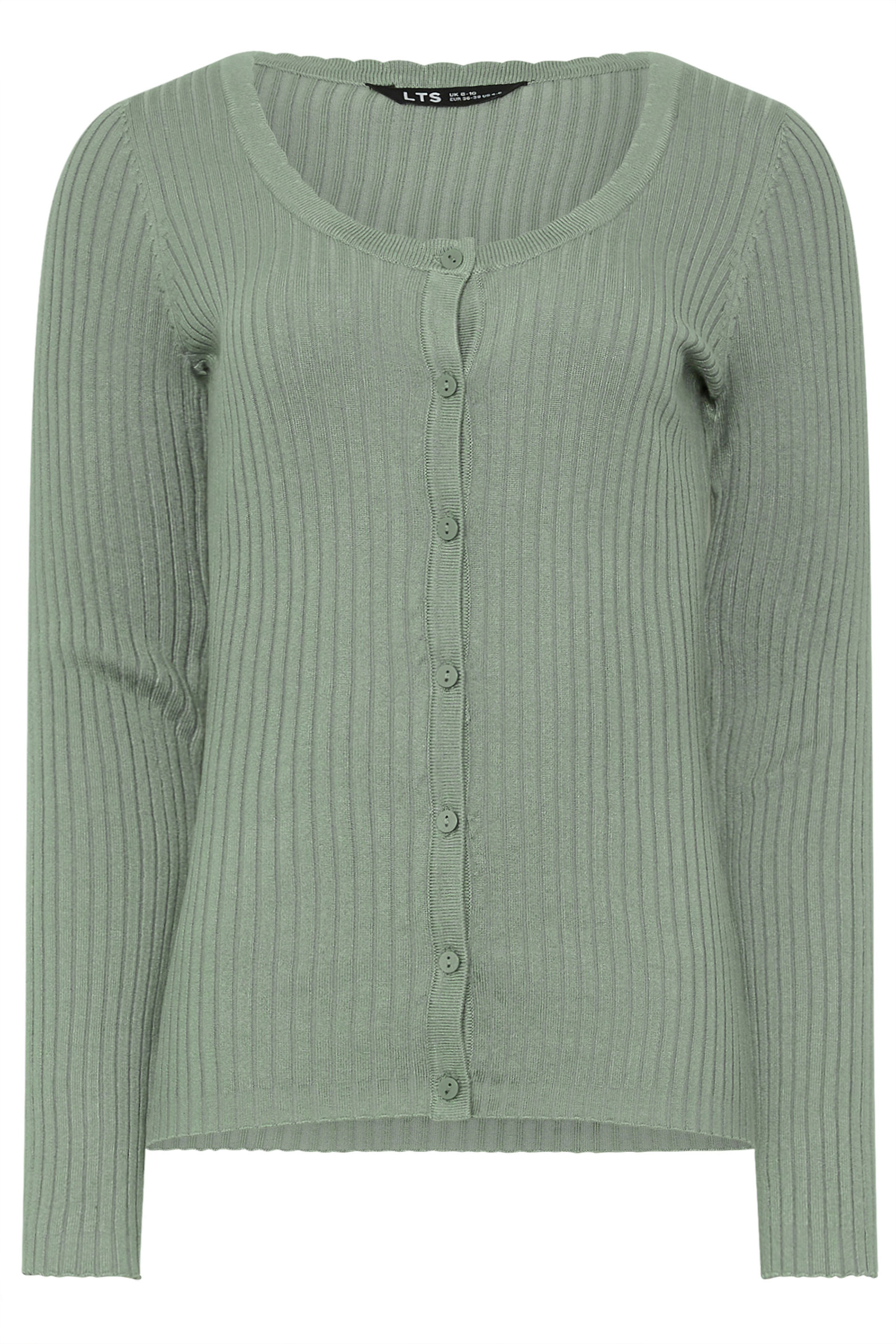 LTS Tall Sage Green Ribbed Scallop Hemline Cardigan | Long Tall Sally 5