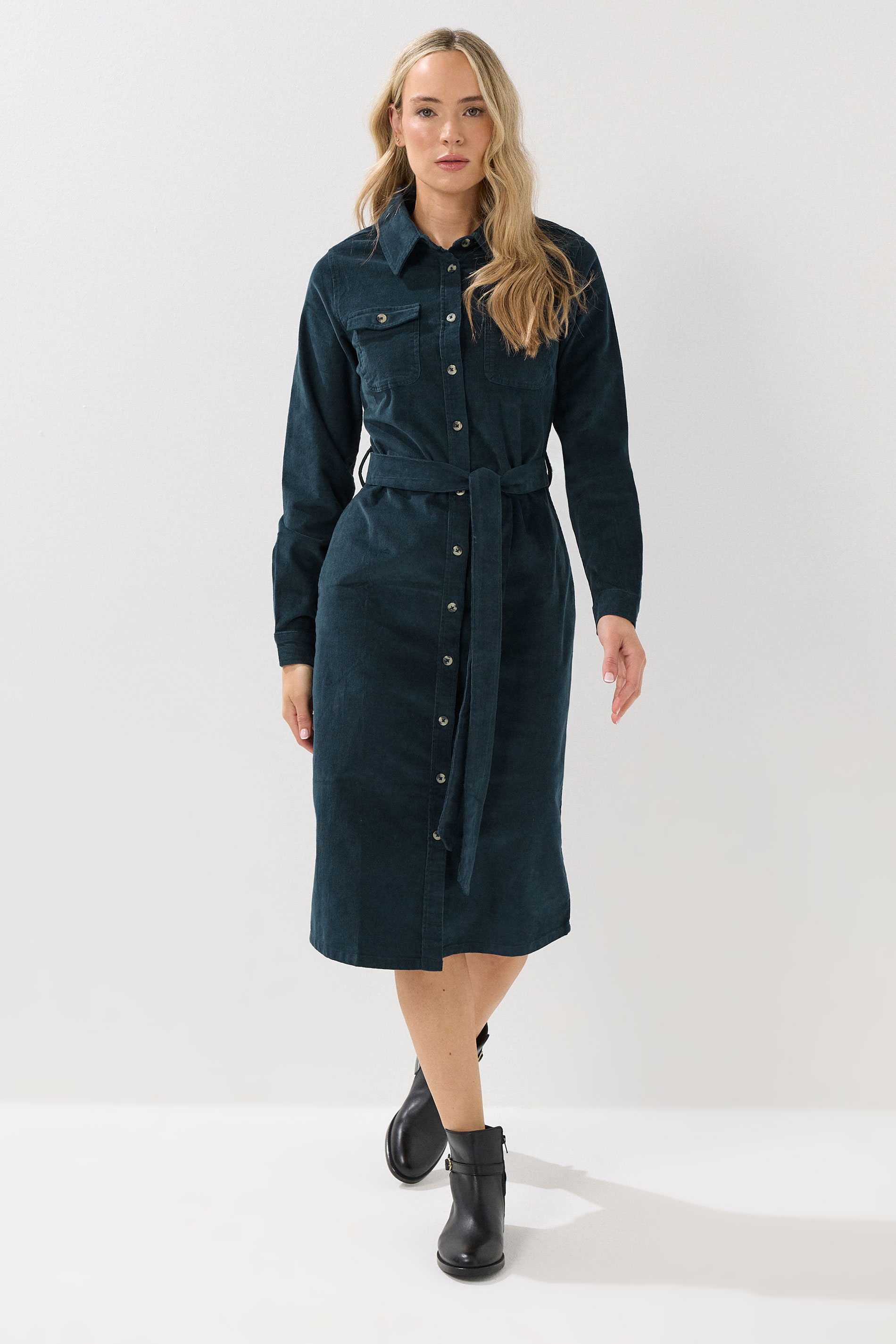 LTS Tall Dark Blue Cord Shirt Dress | Long Tall Sally 1