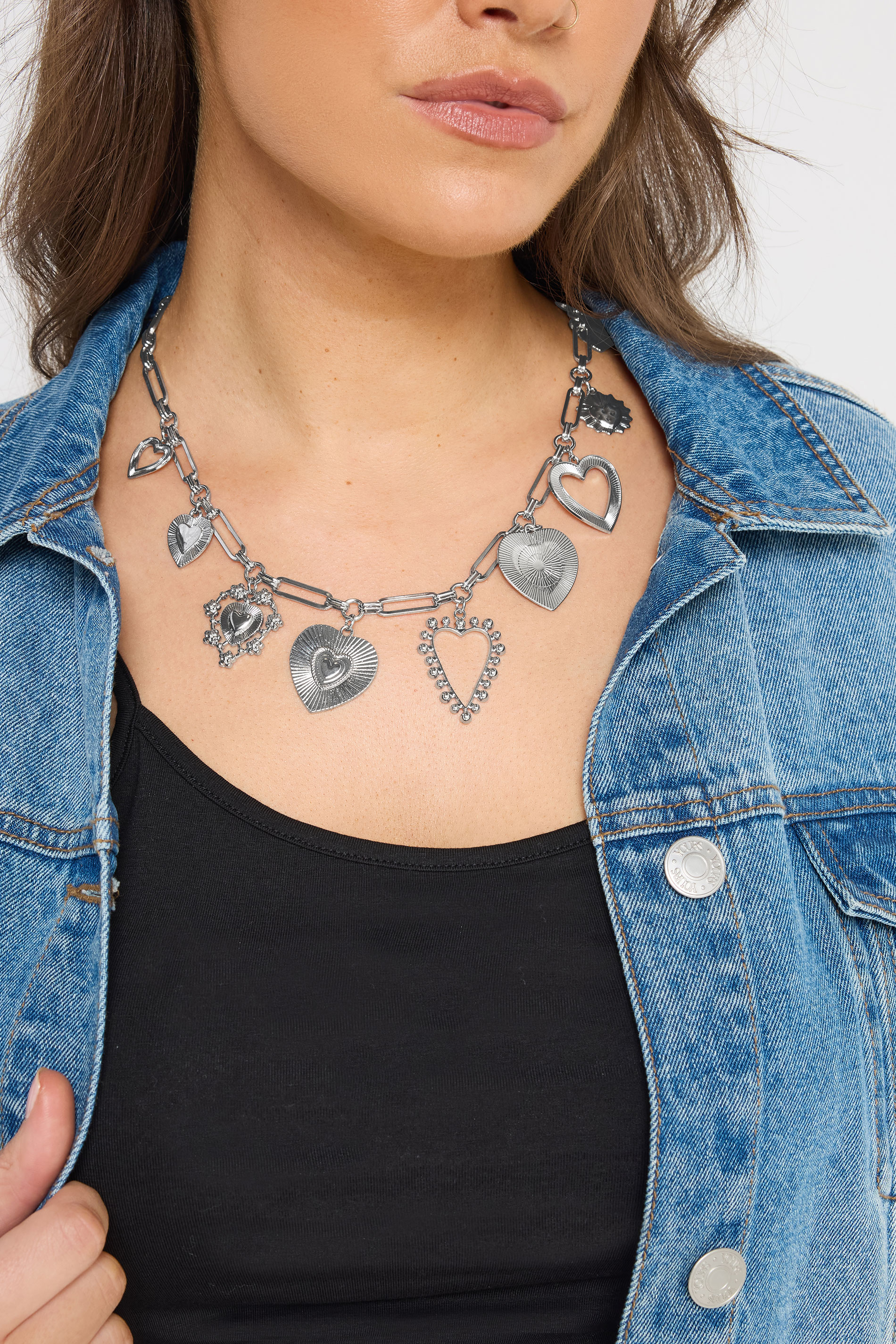 Silver Tone Heart Statement Necklace | Yours Clothing 1