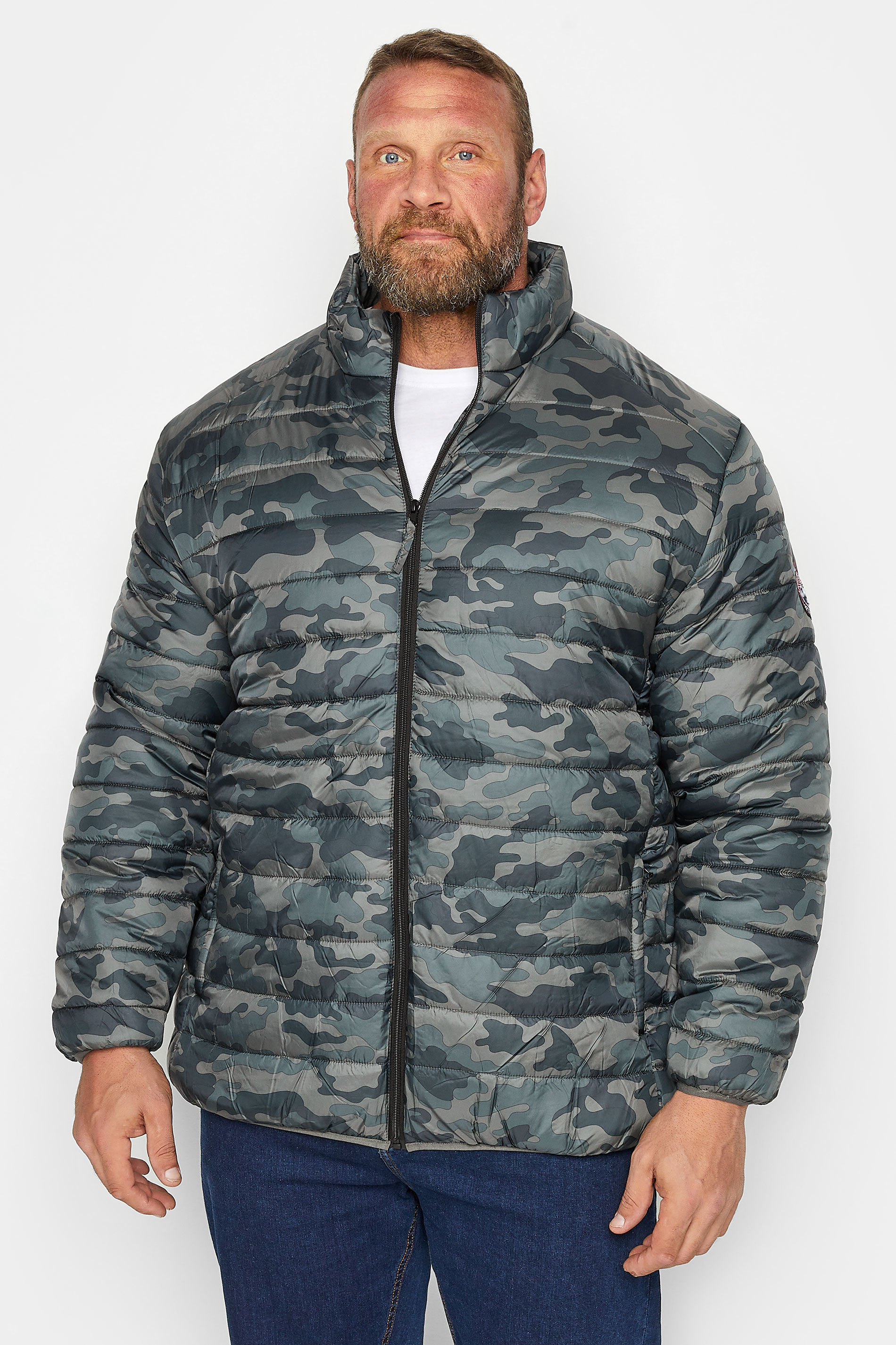 D555 Big & Tall Green Camo Puffer Jacket | BadRhino 1