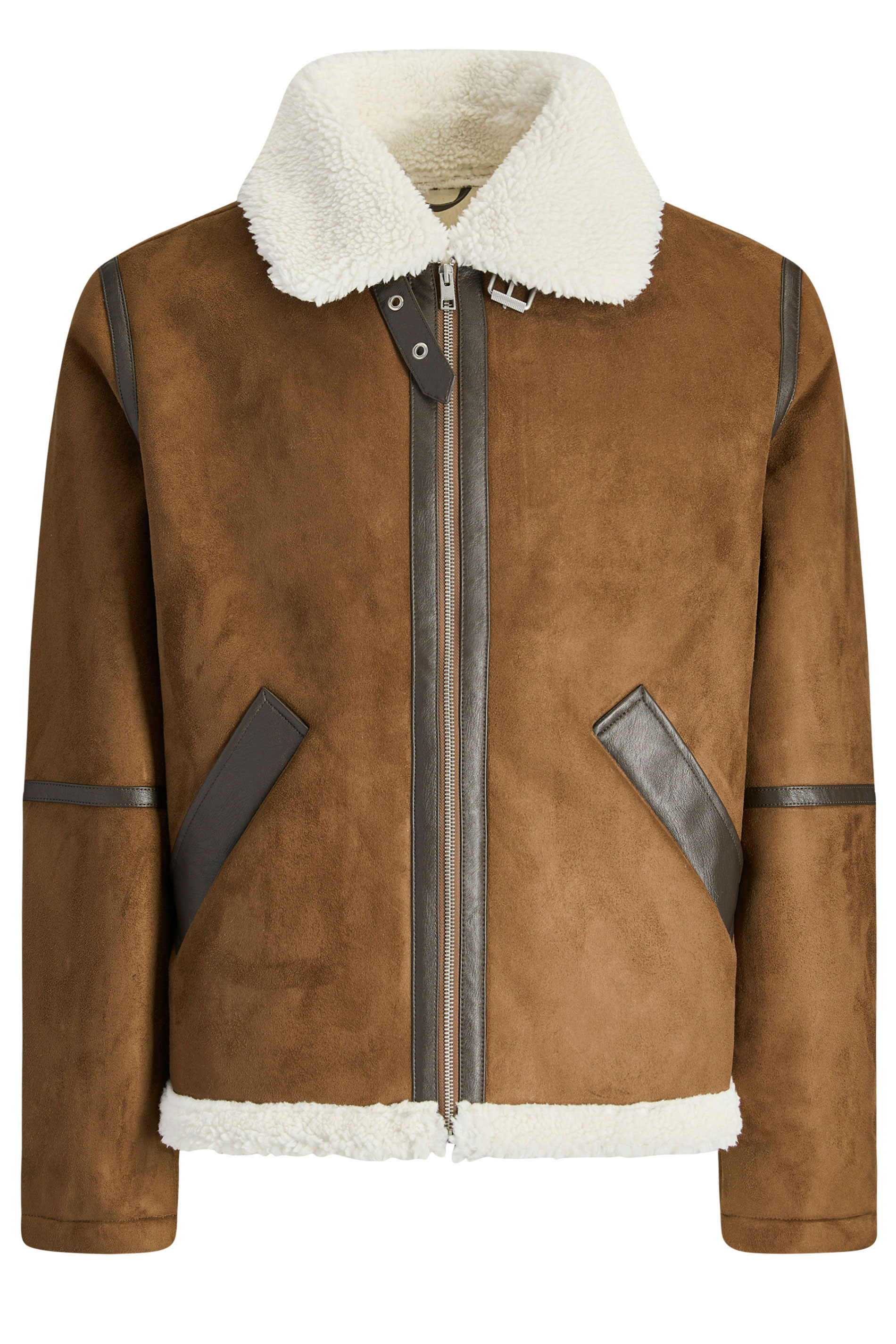 JACK & JONES Big & Tall Cognac Brown Aviator Jacket | BadRhino 2