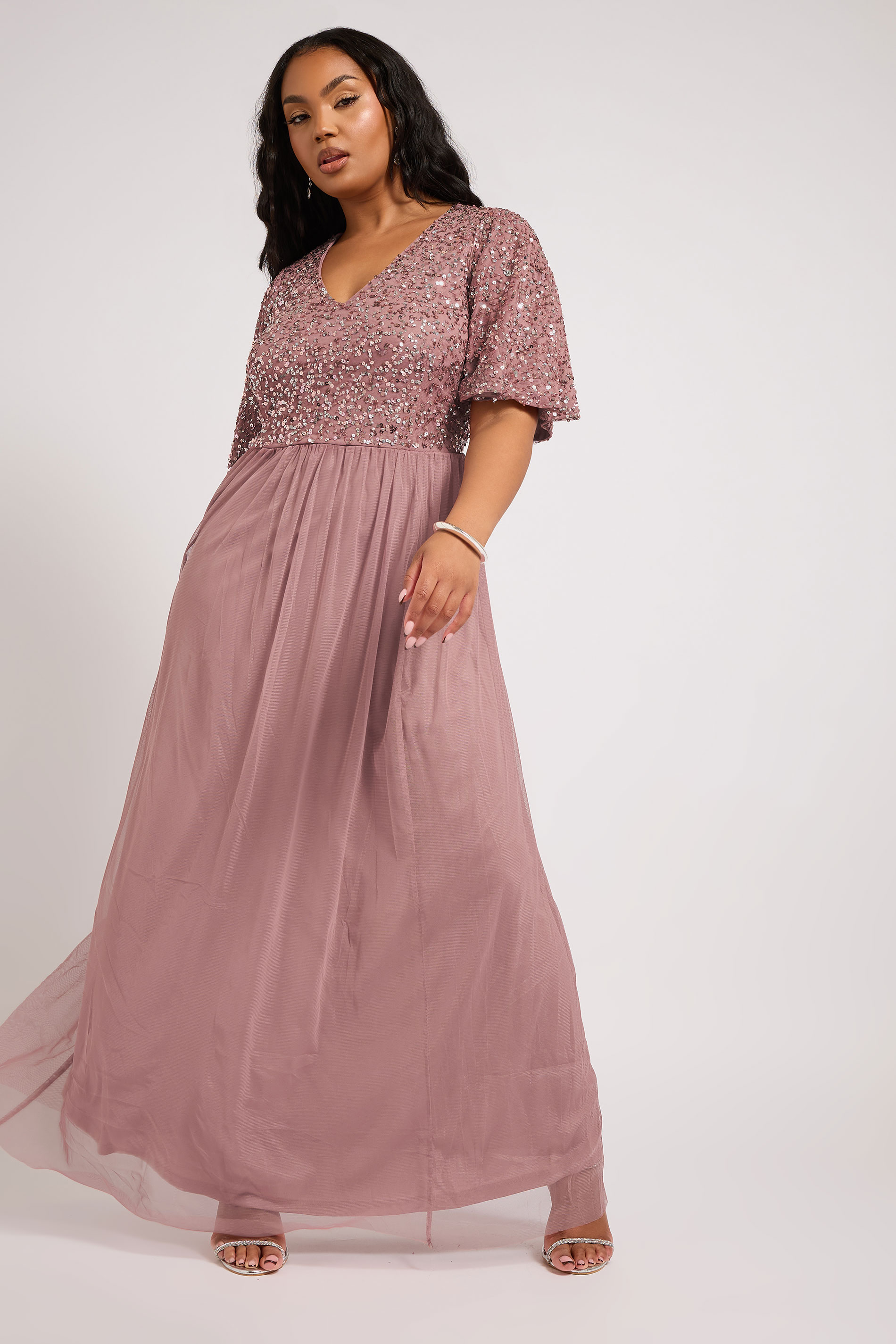LUXE Plus Size Pink Embellished Maxi Dress | Yours Clothing 3