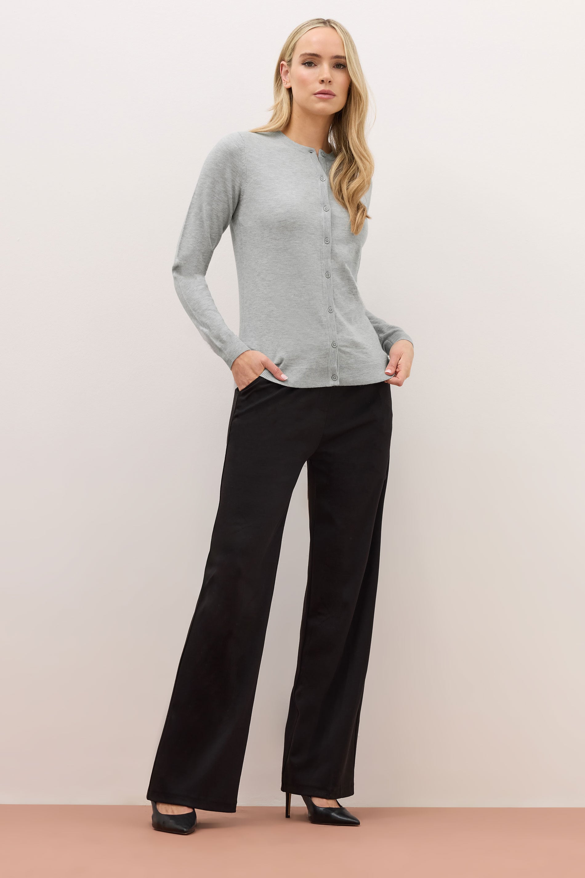 LTS PREMIUM Tall Light Grey Button Down Cardigan | Long Tall Sally 1