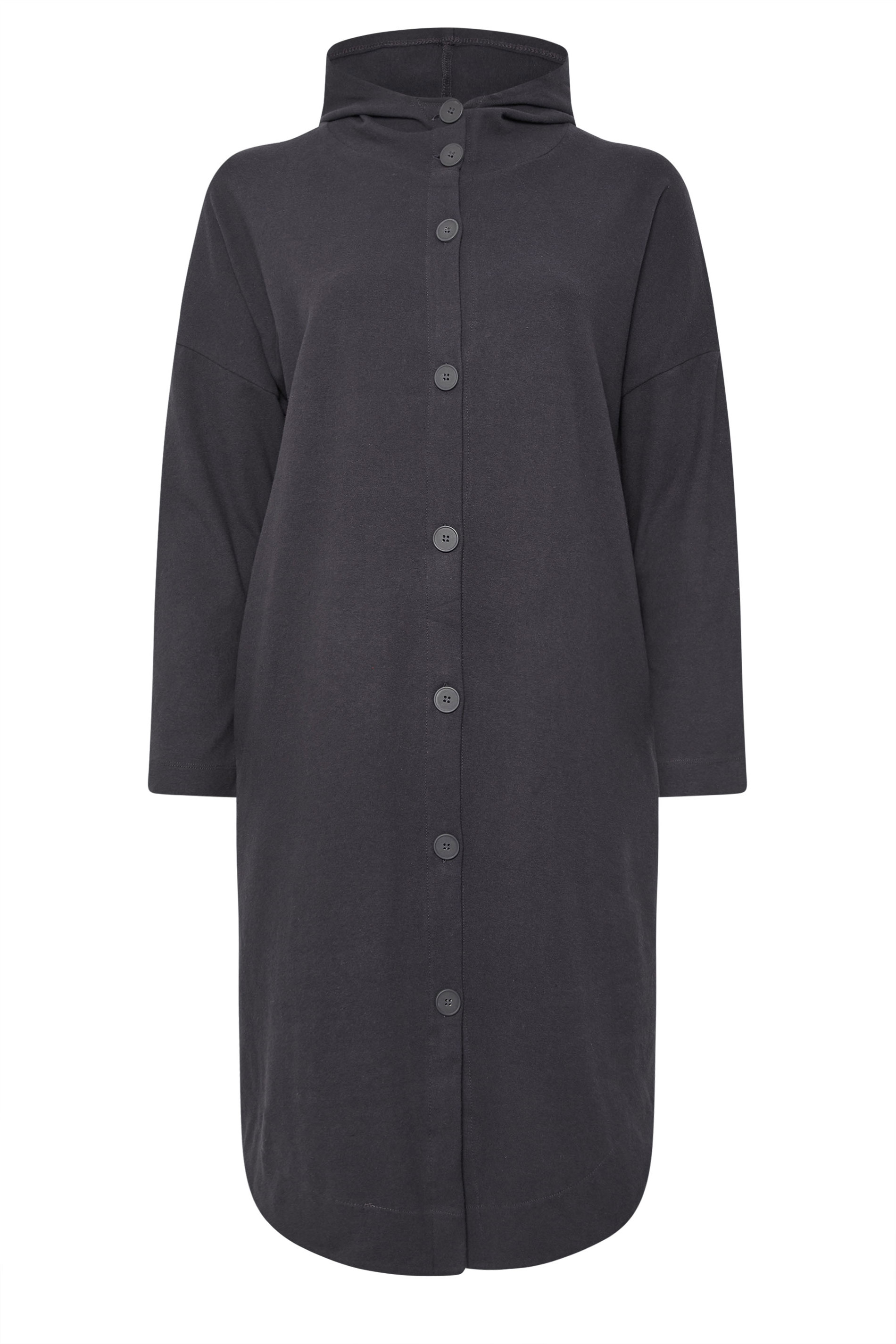 YOURS Plus Size Charcoal Grey Button Through Hooded Jacket | Yours Clothing 5