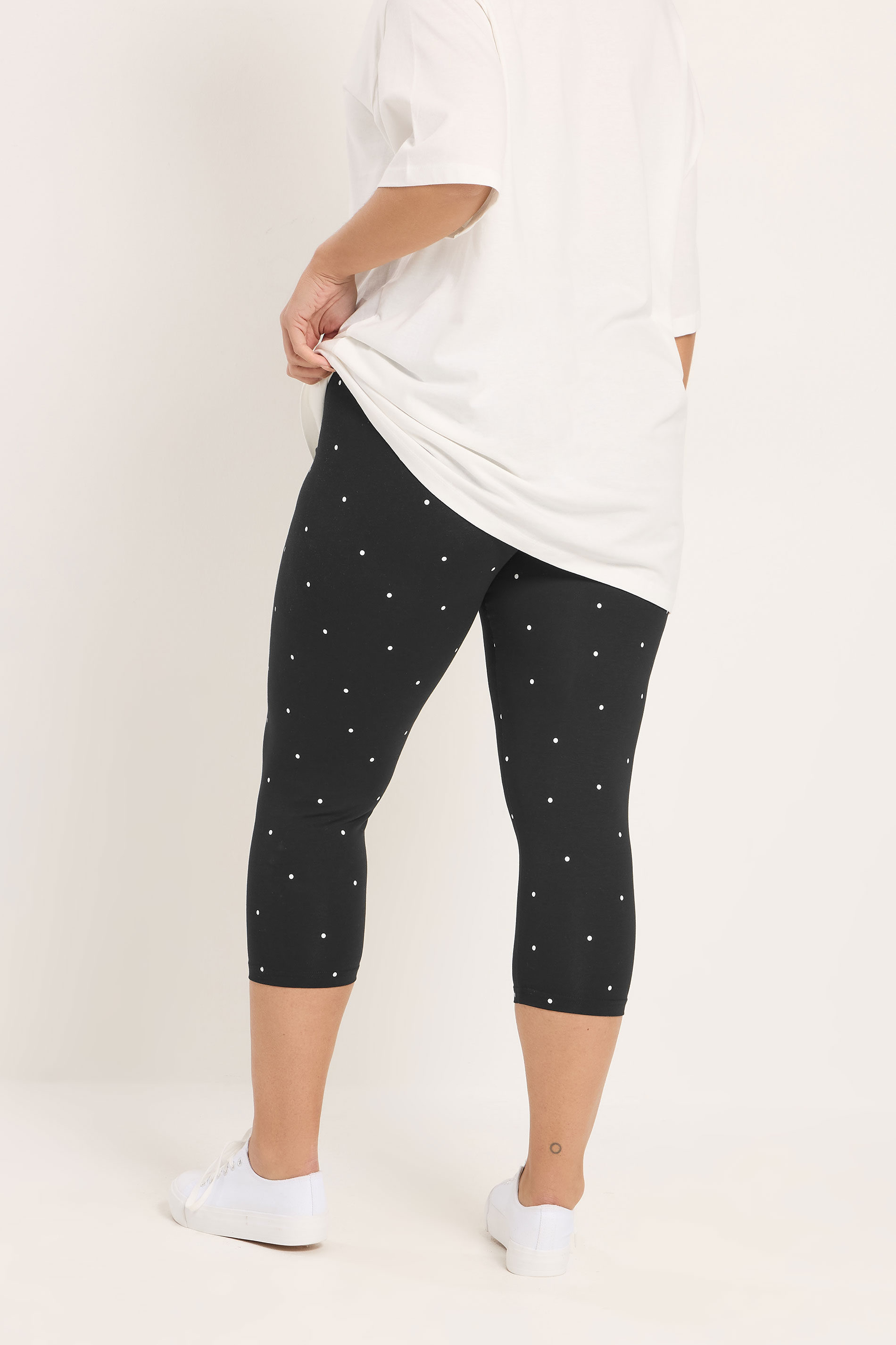 YOURSET 2 PACK Plus Size Black Polka Dot Crop Leggings | Yours Clothing 6