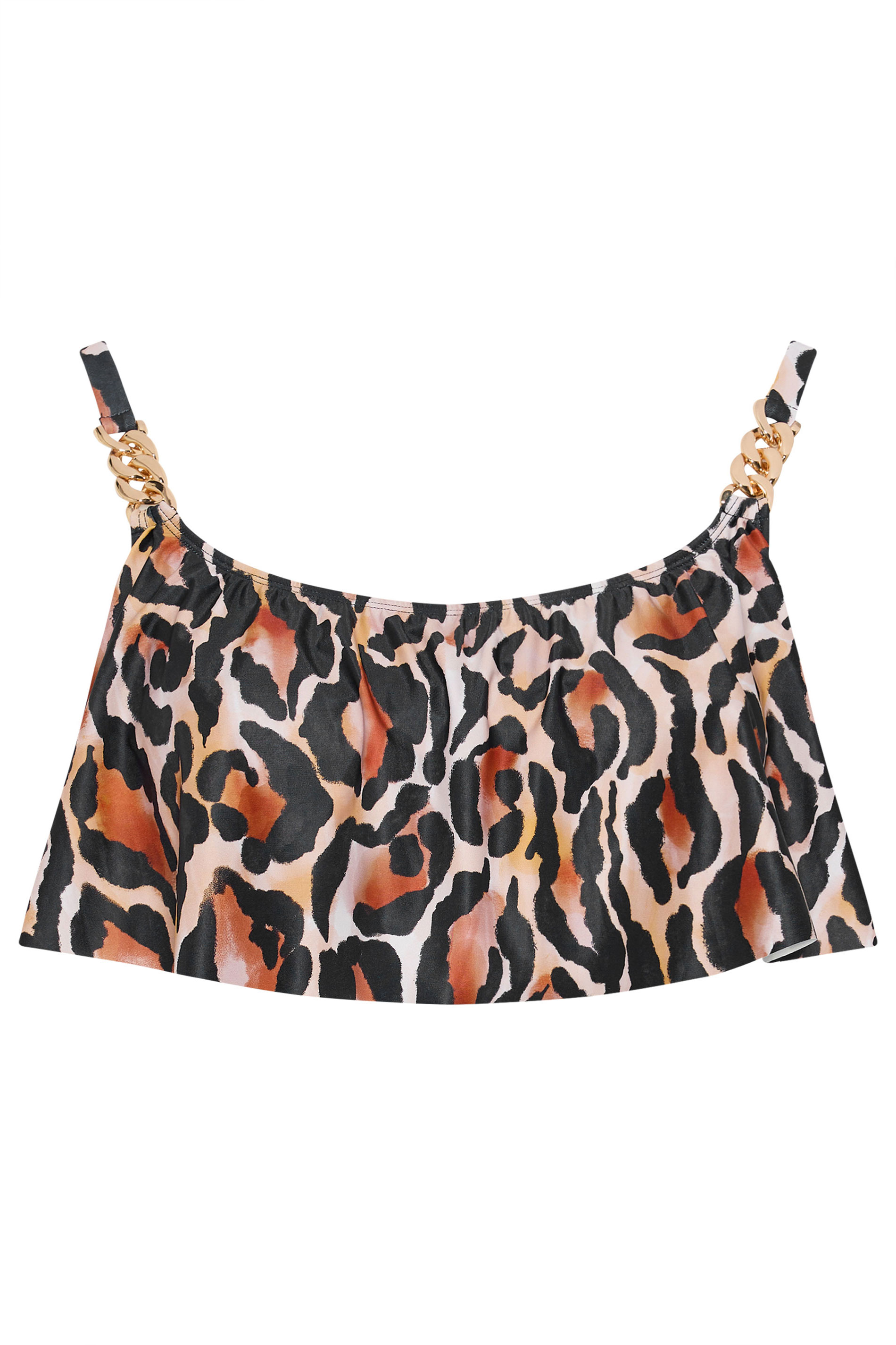 YOURS Plus Size Brown Leopard Print Frill Bikini Top | Yours Clothing 6