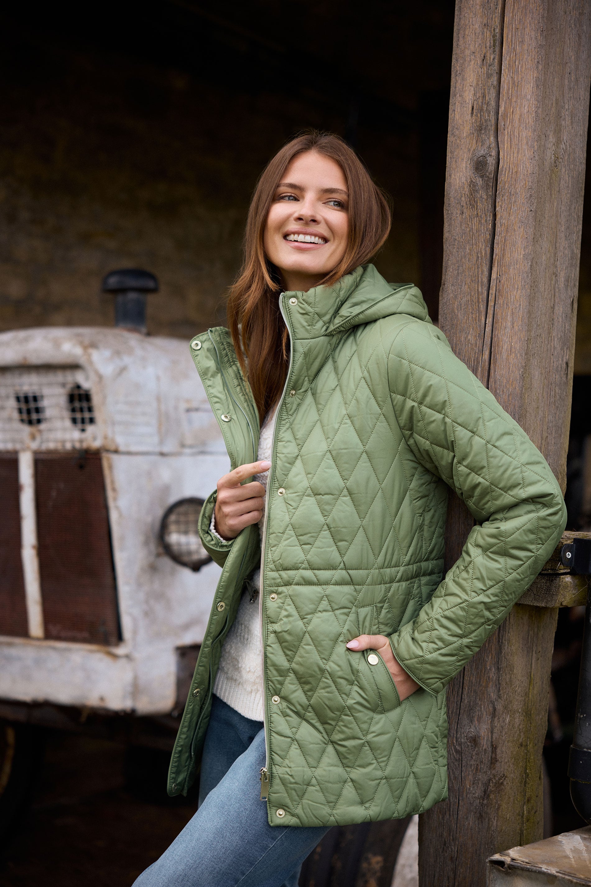 M&Co Sage Green Diamond Quilted Jacket | M&Co 3
