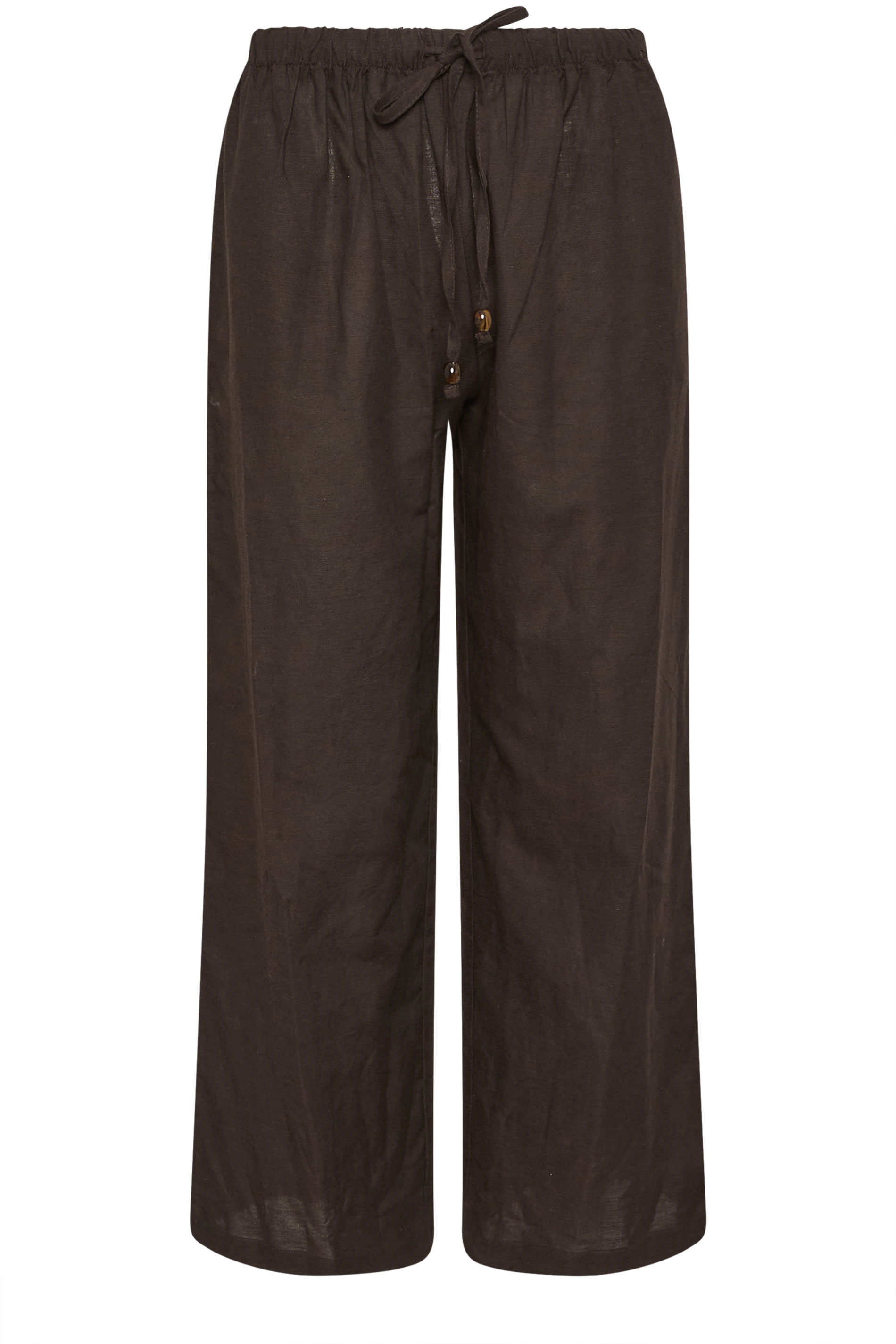 PixieGirl Petite Women's Brown Linen Wide Leg Trousers | PixieGirl 6