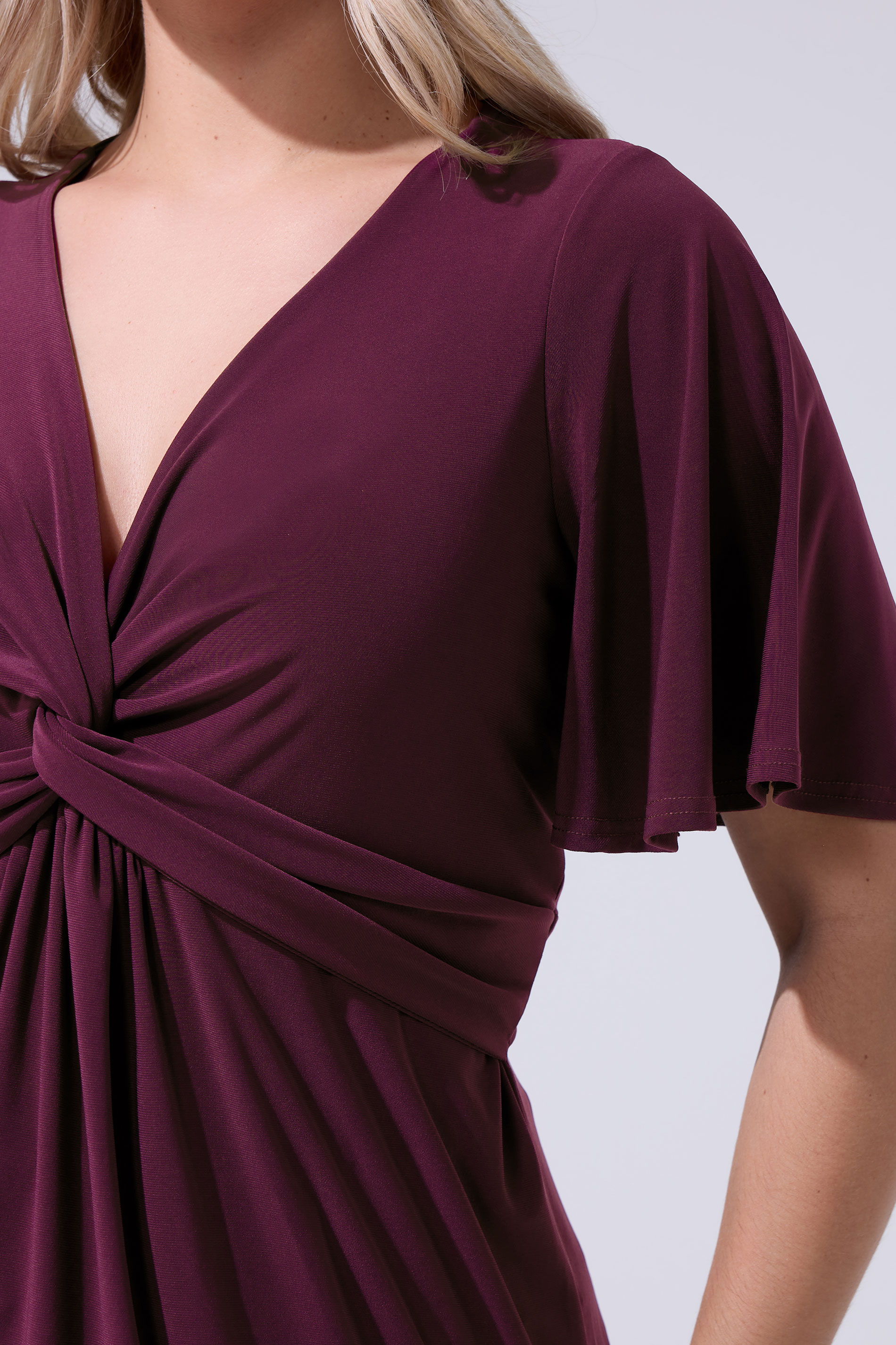 YOURS LONDON Plus Size Purple Knot Detail Front Top | Yours Clothing 4