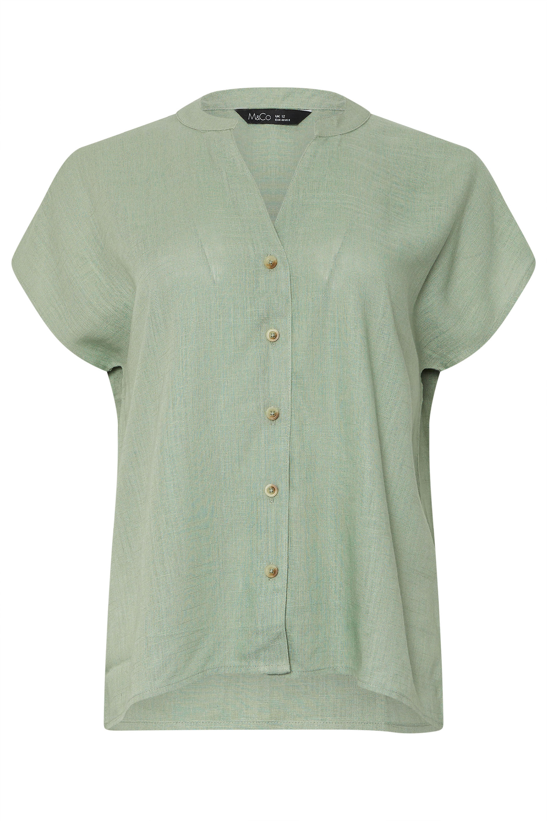 M&Co Sage Green Button Through Linen Blouse | M&Co 5
