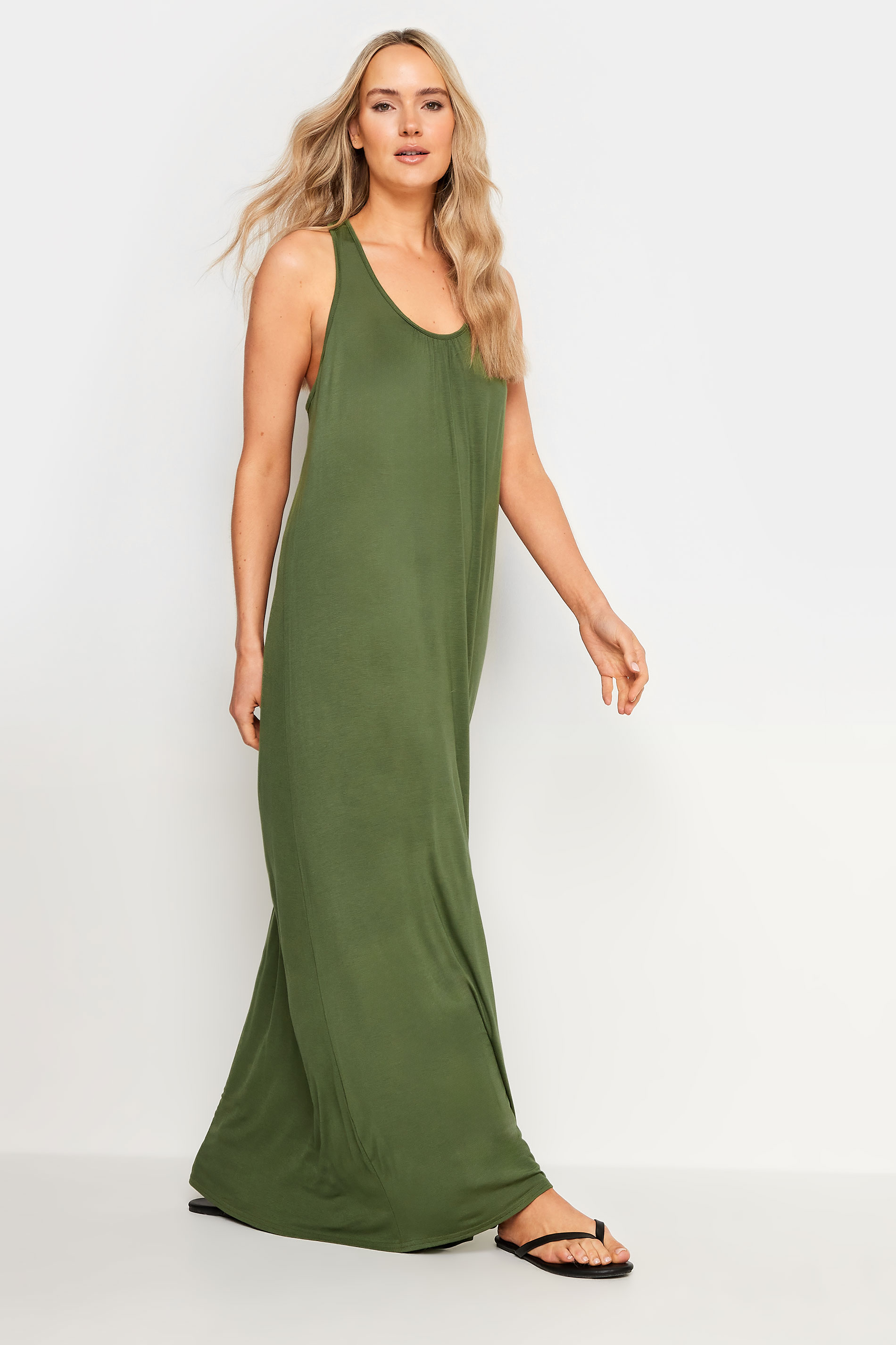 LTS Tall Women's Khaki Green Racer Back Maxi Dress | Long Tall Sally 2
