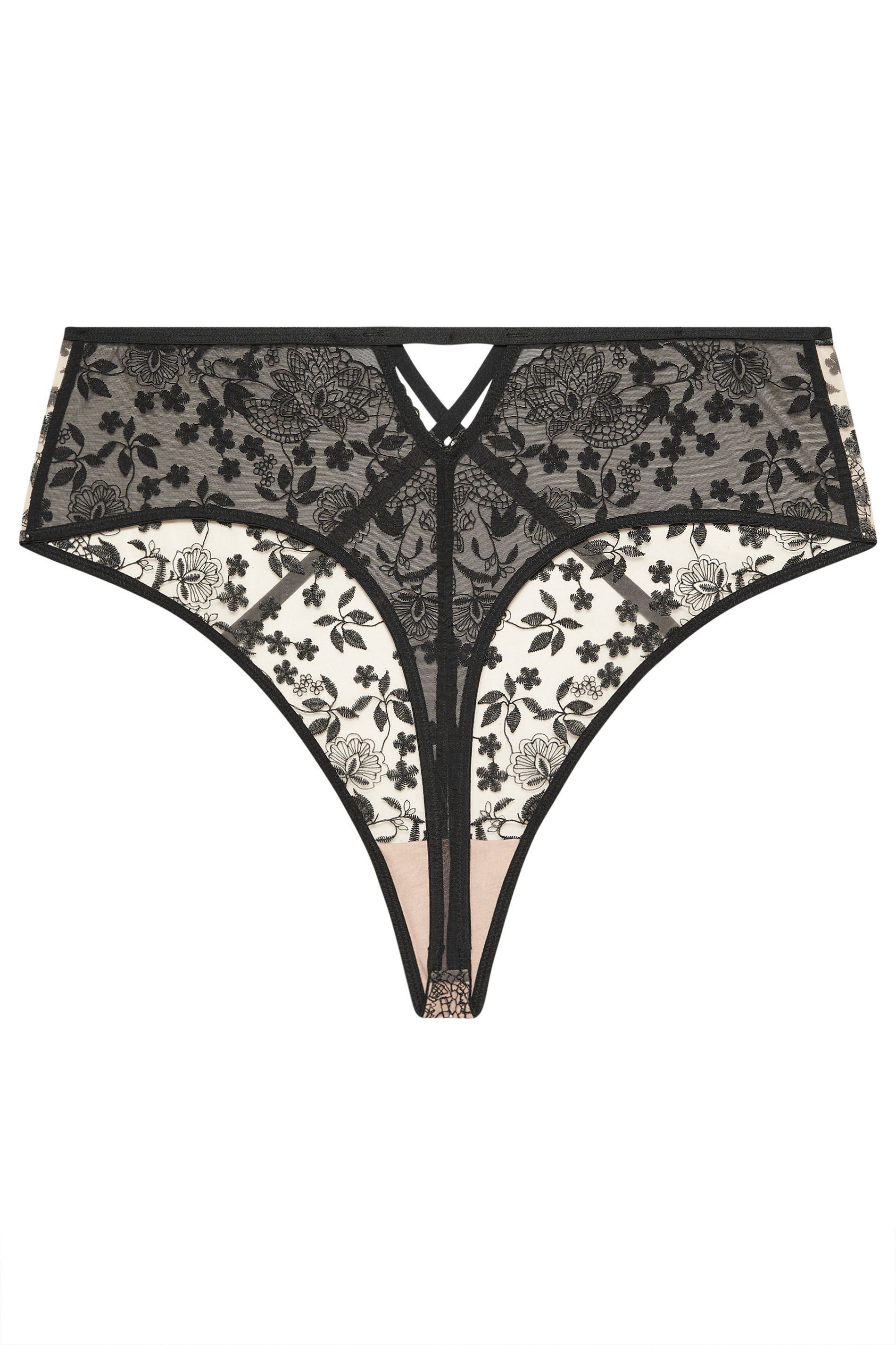 PLAYFUL PROMISES Black Floral Embroidered High Waisted Thong 6
