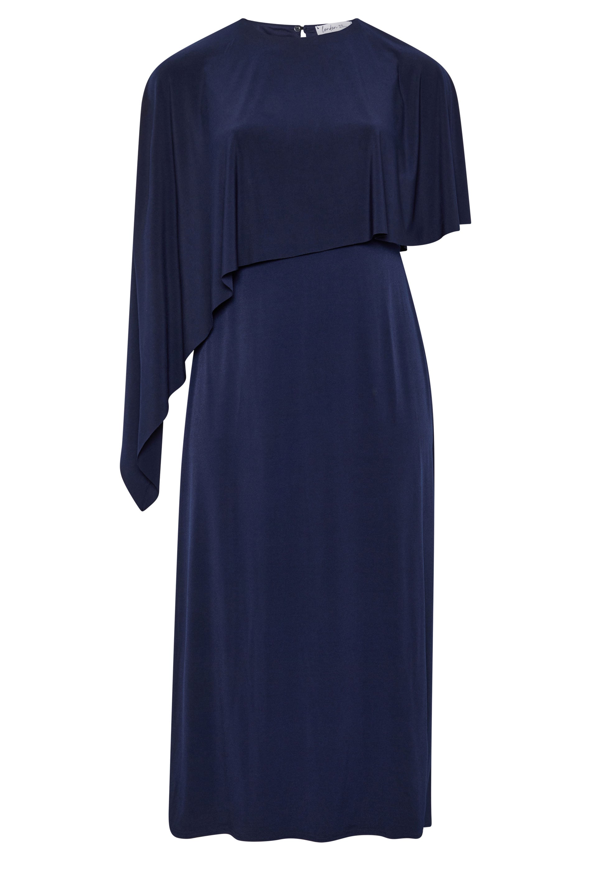 YOURS LONDON Plus Size Navy Blue Maxi Cape Dress | Yours Clothing 5