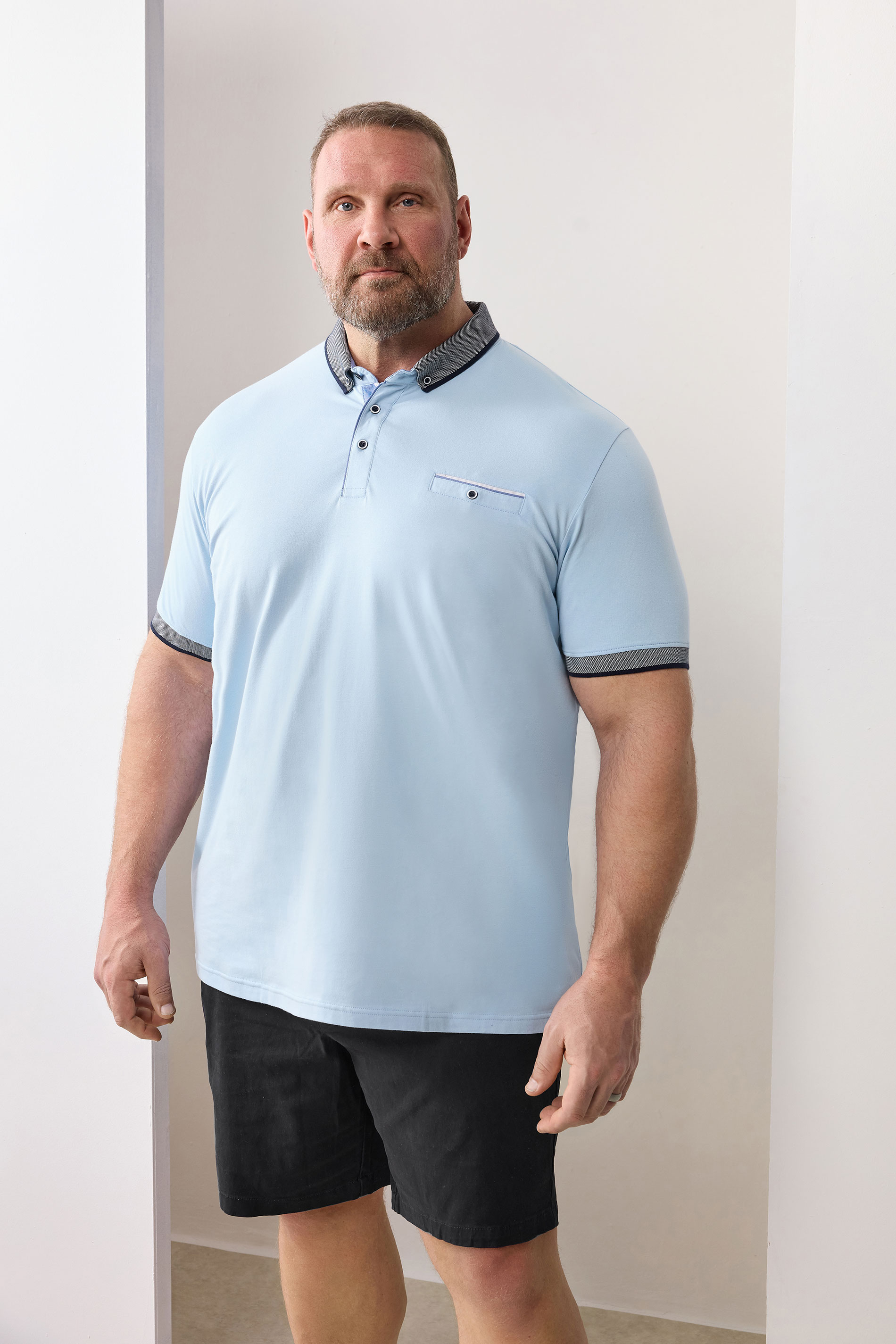 BadRhino Big & Tall Blue Chambray Pocket Polo Shirt | BadRhino 1