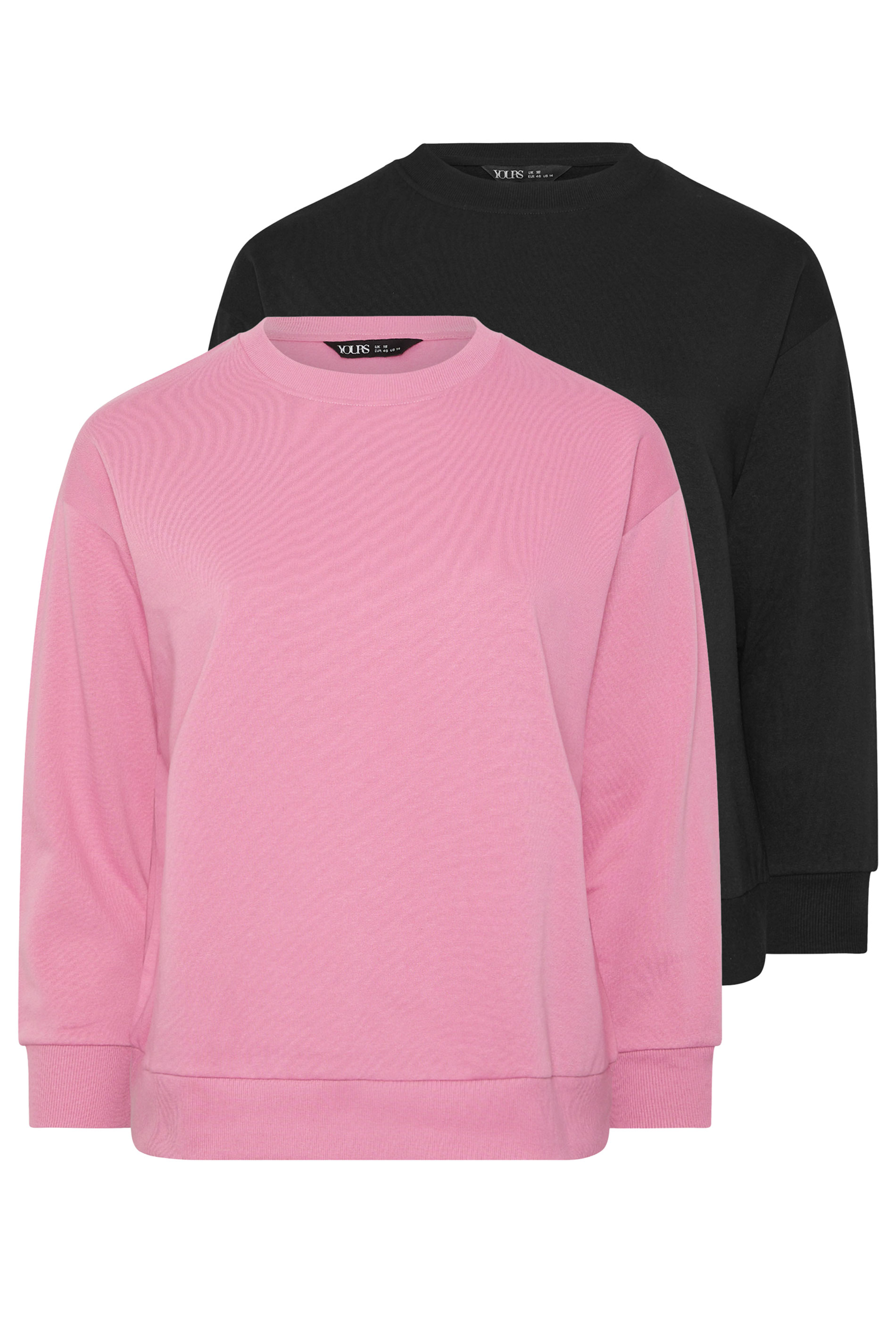 YOURSET Plus Size 2 PACK Black & Pink Sweatshirts | Yours Clothing 8